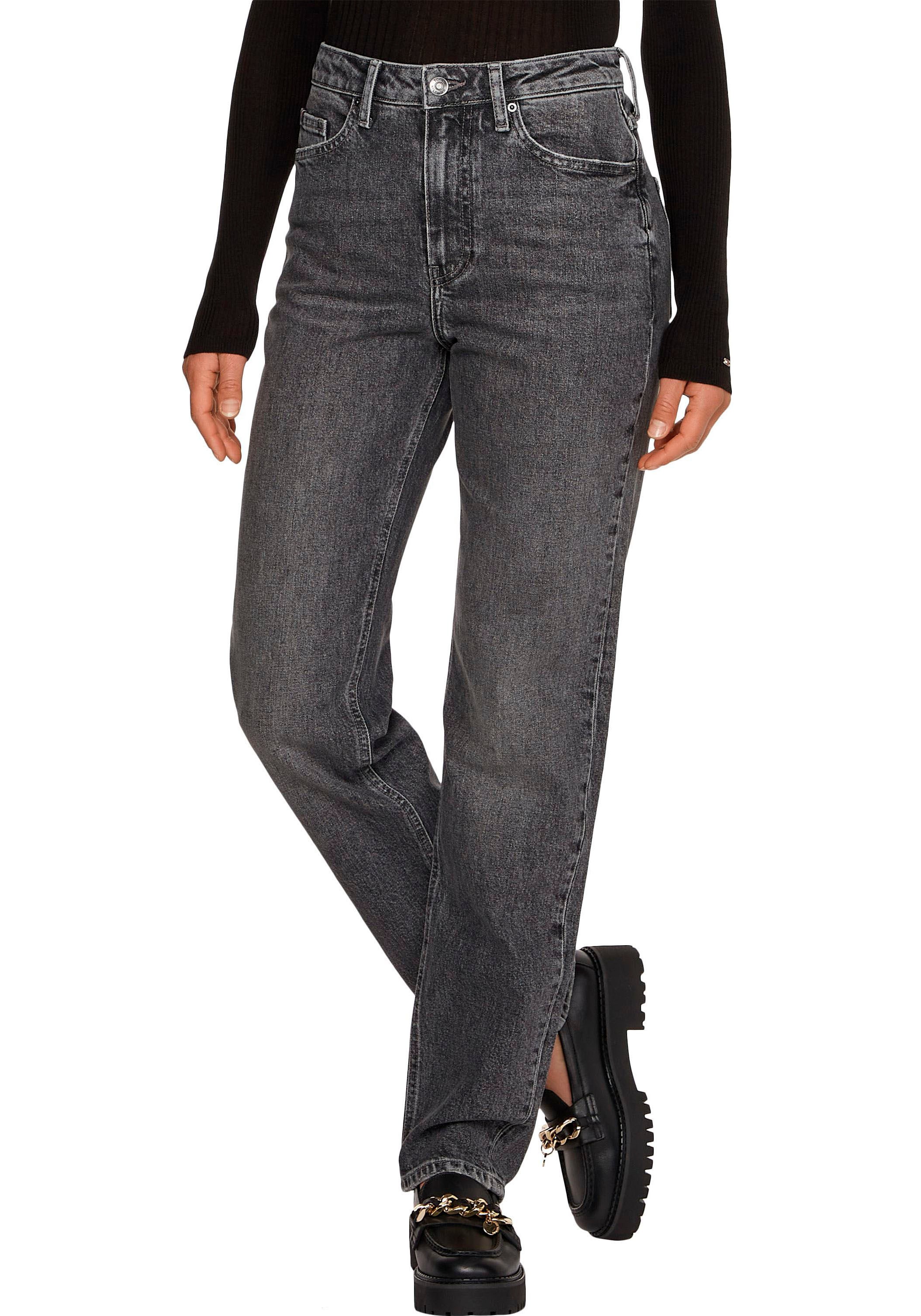 tommy hilfiger -  Straight-Jeans, mit Leder-Brandlabel