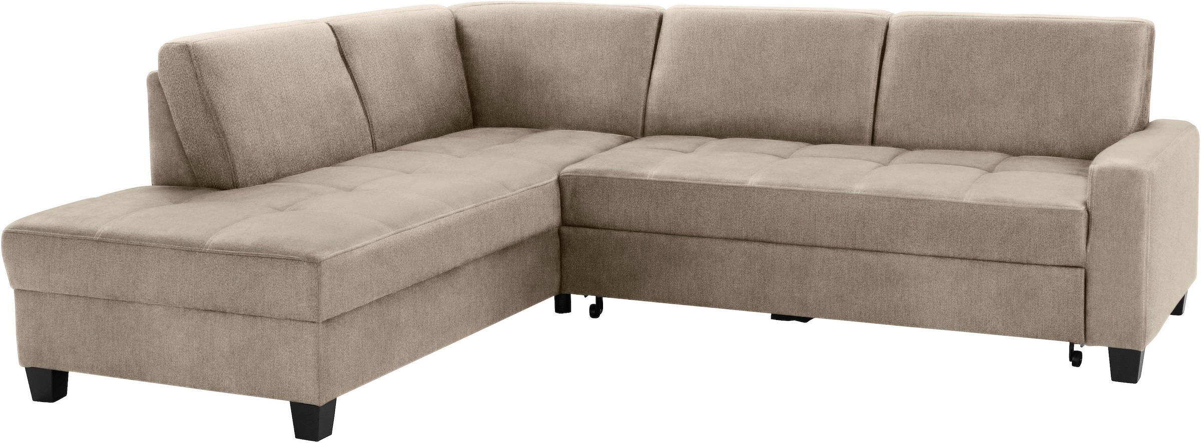 DOMO collection Ecksofa »Florentina zeitlos und elegant, Sitznähte als Designelement, L-Form«, wahlweise mit Bettfunktion, mit Kontrastnaht, Komfortsitzhöhe 47cm