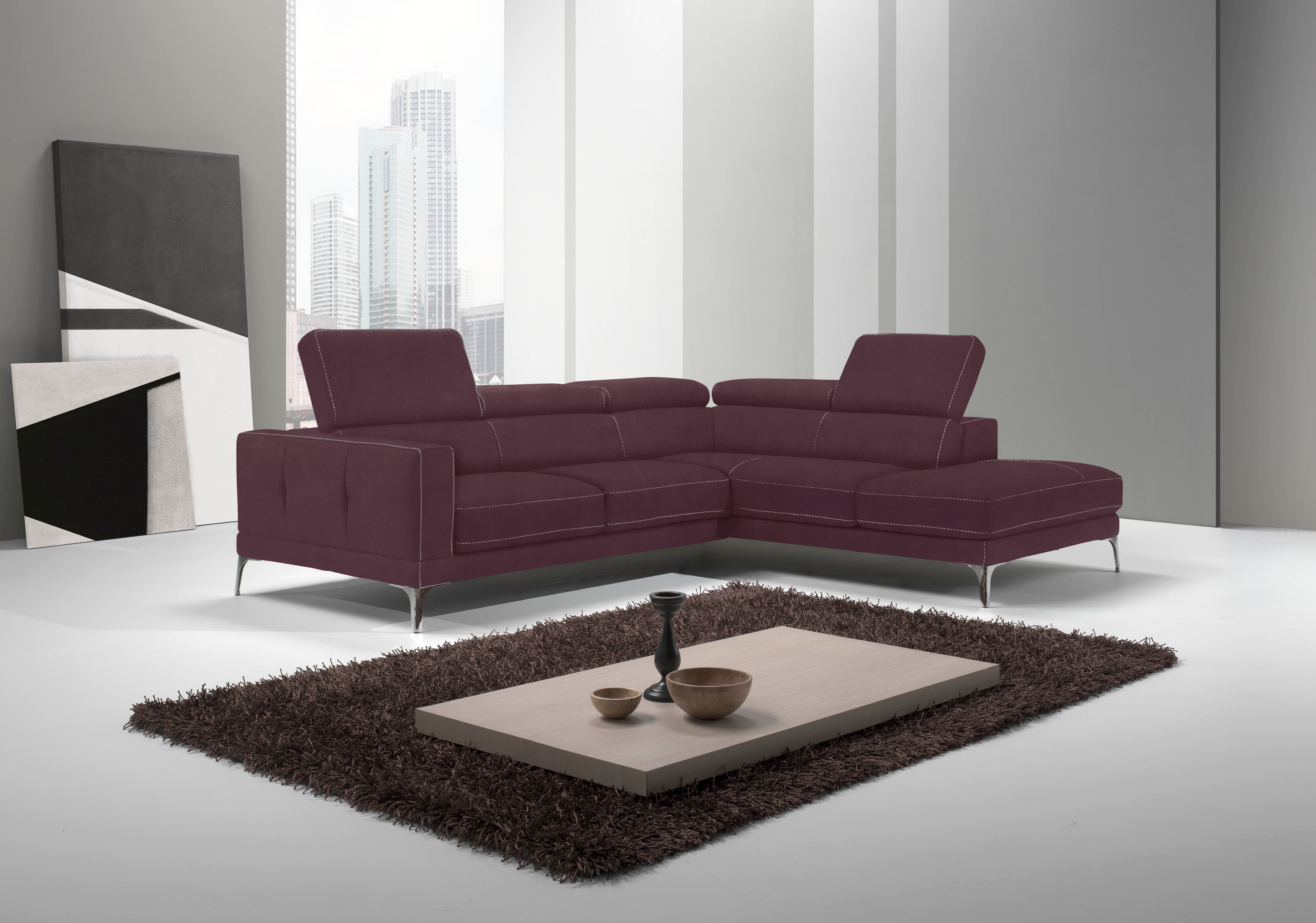 Egoitaliano Ecksofa "Claudie, Designsofa mit extrakomfortablem Sitzkomfort, L-Form" Inkl. Kopfteilverstellung, L-Form