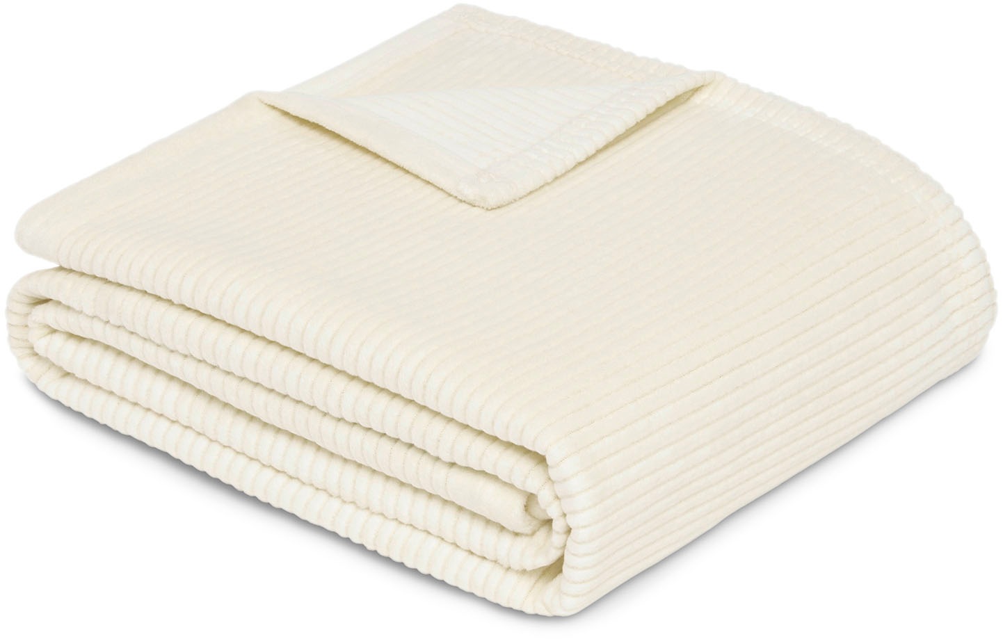 Wohndecke IBENA, B:150cm L:200cmwollweiß, Baumwolle, Polyacryl, Polyester, Wohndecken, "Wohndecke Cordoba", Mit trendiger Cord-Struktur, made in