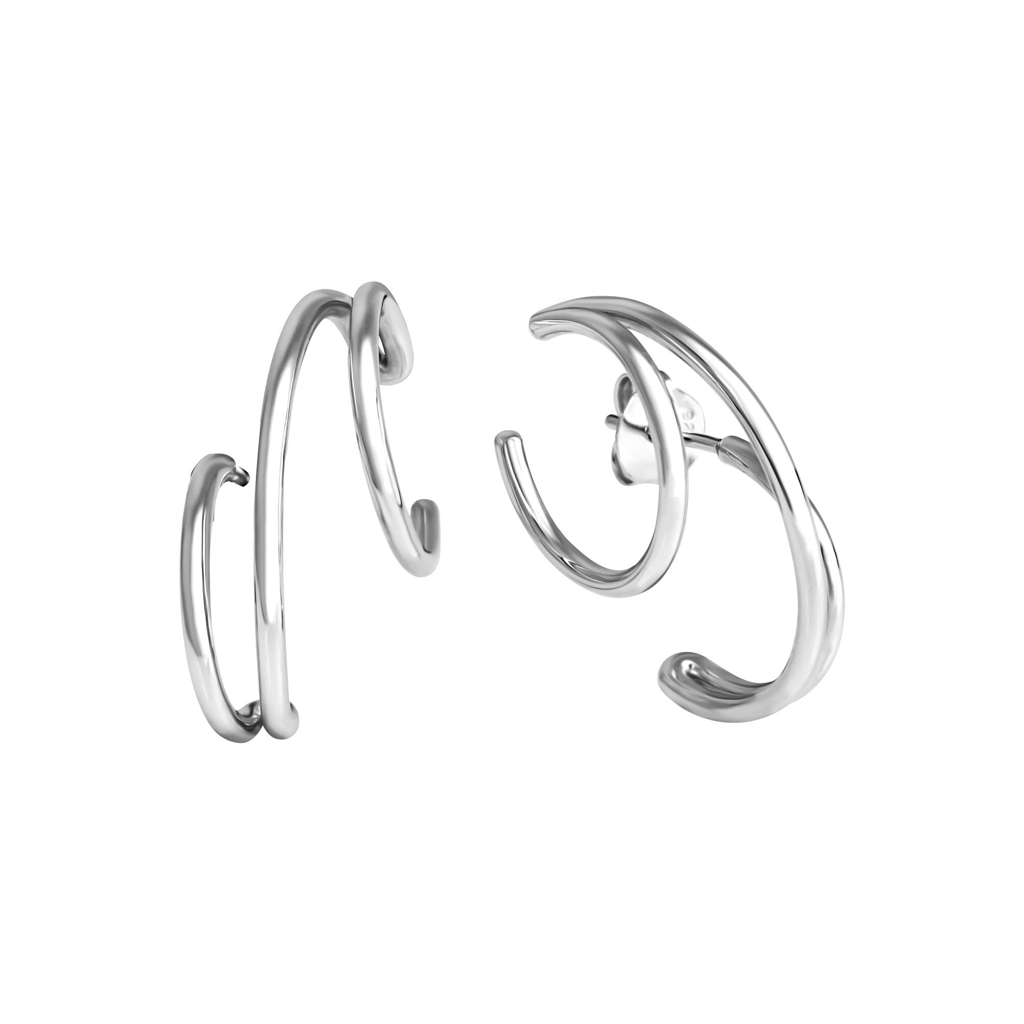 Paar Ohrstecker »925/- Sterling Silber rhodiniert 3-reihig«