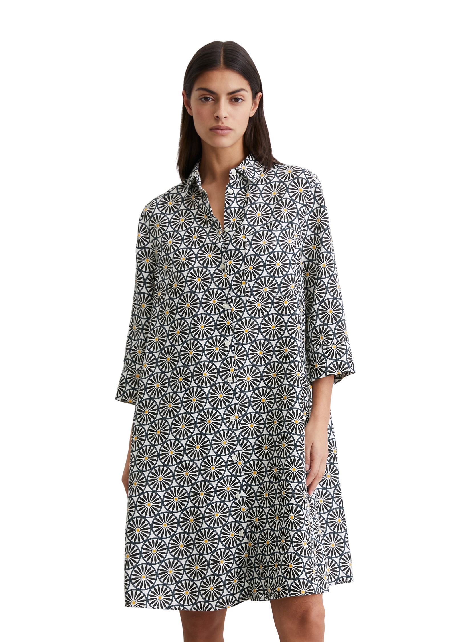 Marc OPolo Hemdblusenkleid Brusttasche  Seitennahttaschen mit Printmuster günstig online kaufen