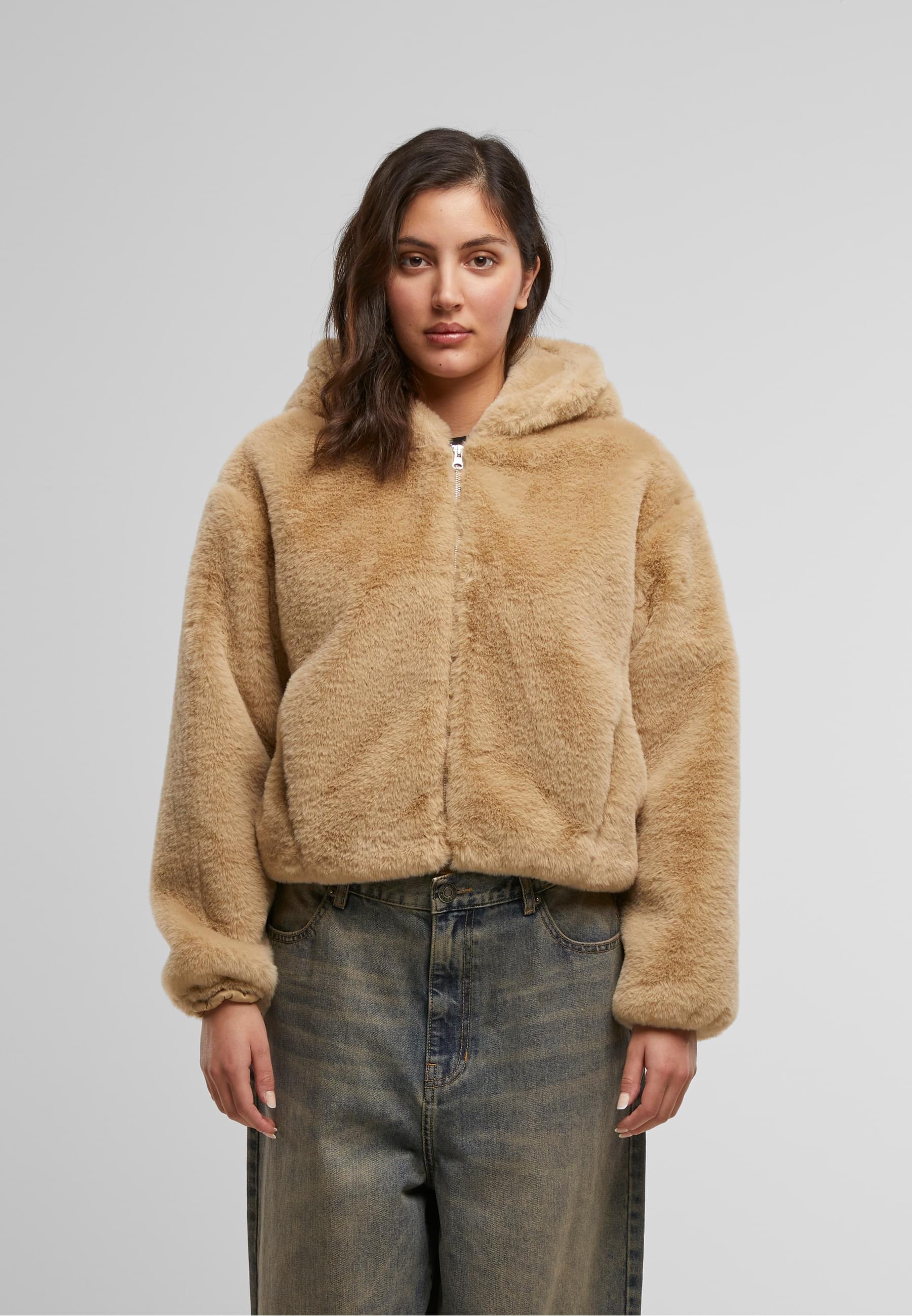 URBAN CLASSICS Sweatjacke »Urban Classics Ladies Full Zip Faux Fur Hoodie«