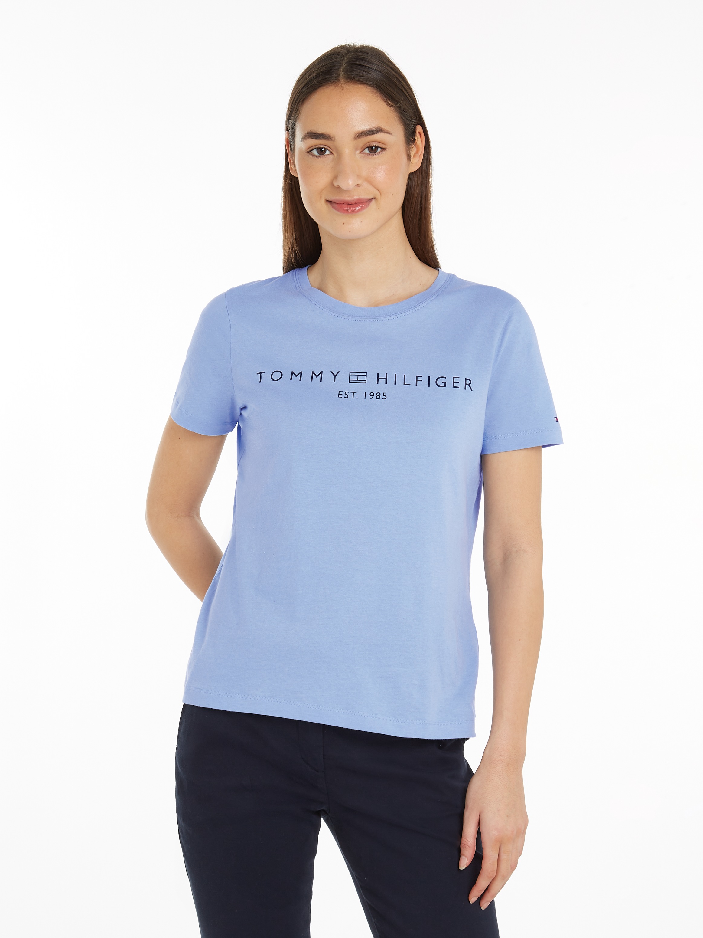 Tommy Hilfiger T-Shirt "REG CORP LOGO C-NK mit Logoschriftzug und Stickerei günstig online kaufen