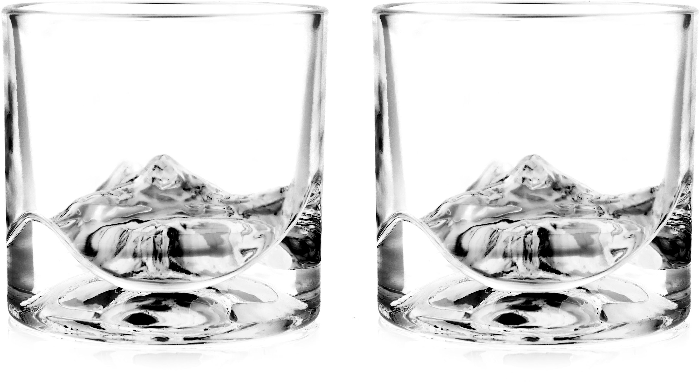 Whiskyglas »Denali"«, (Set, 2 tlg.), dicker Glasboden als Bergmotiv, 2-teilig