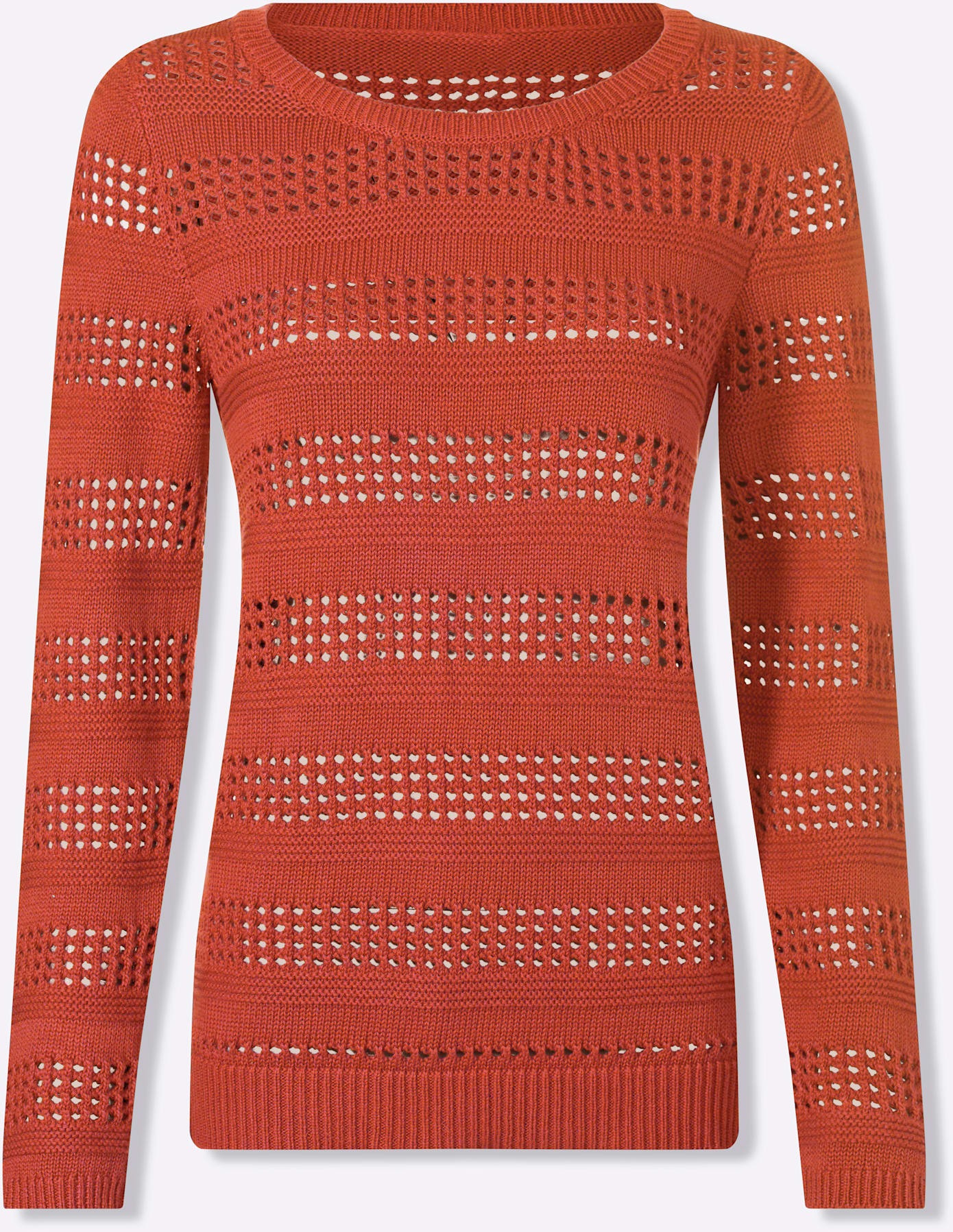 Ajourpullover HEINE "Pullover", Damen, Gr. 40, terra, 100% Baumwolle, unifarben, Pullover 2