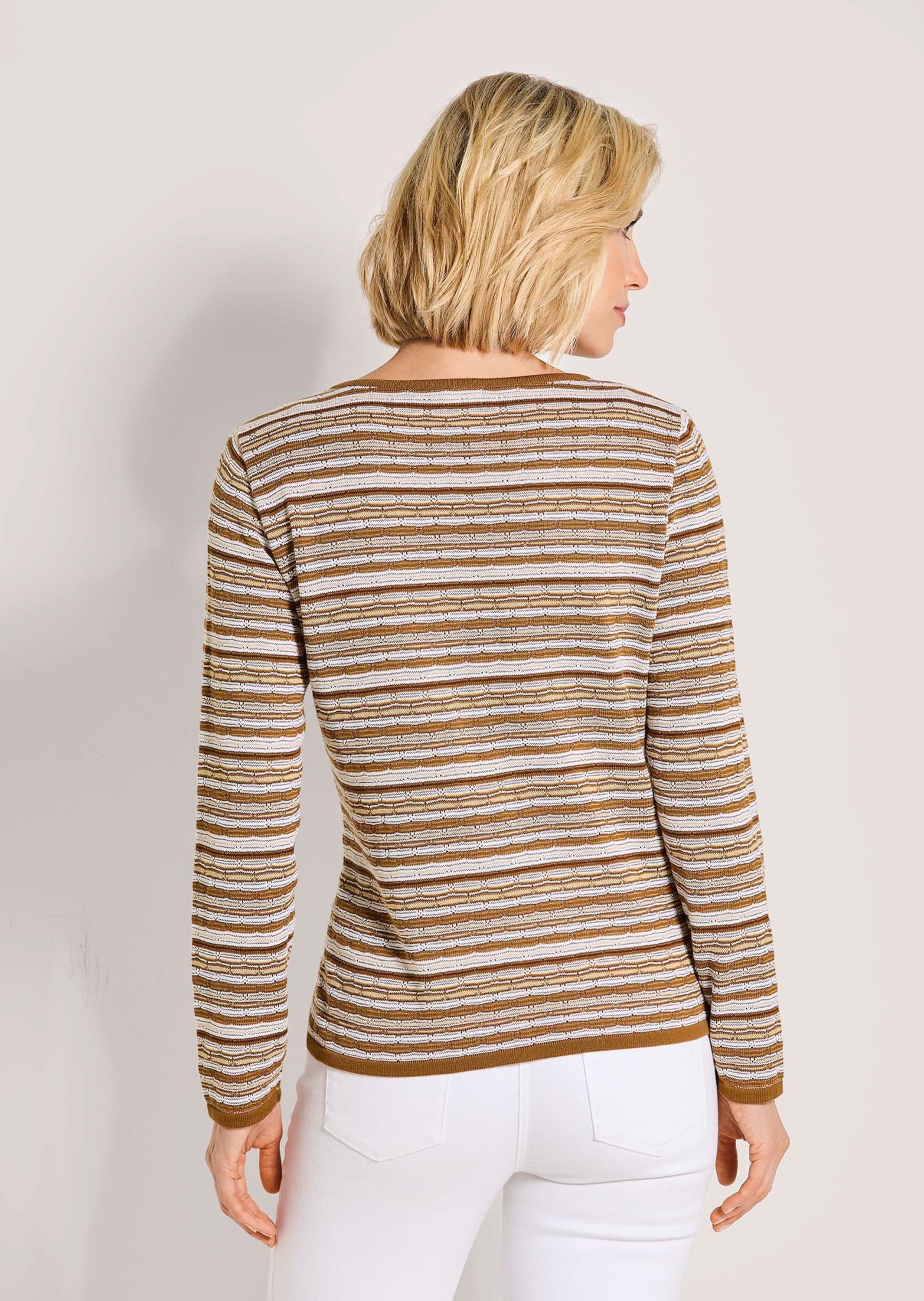 MADELEINE Strickjacke »Strickjacke Schmale Strickjacke mit mehrfarbigem Streifenmuster«