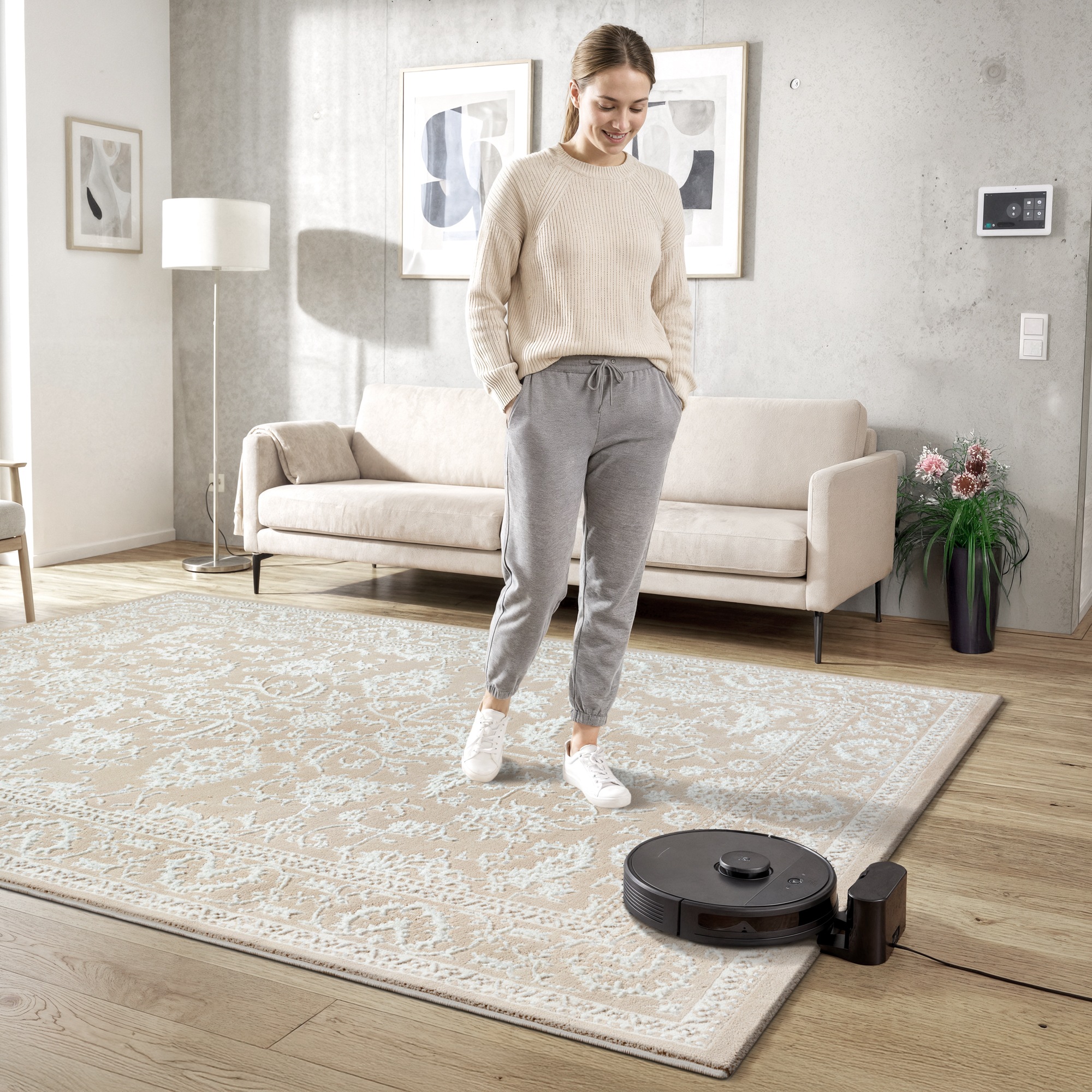 Sanat Teppich »Harmony 3221, auch als Läufer und rund« rechteckig 12 mm Höhe Wohnzimmer, Kurzflor, modern,  Orient Optik, Schlafzimmer