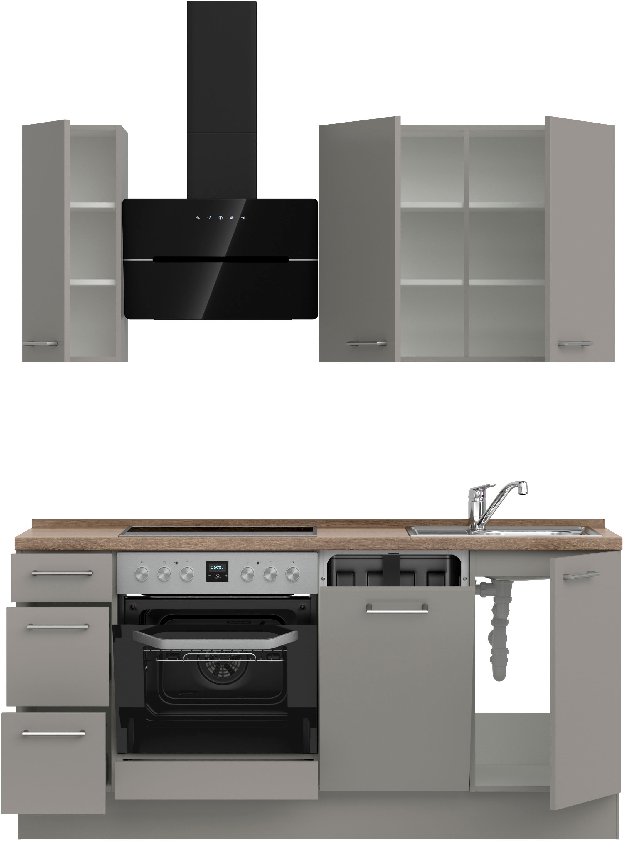 nobilia® Küchenzeile »"Laser II", Ausrichtung wählbar, Breite 180 cm« vormontiert, wahlw. mit unterschiedlichen E-Geräten-Sets