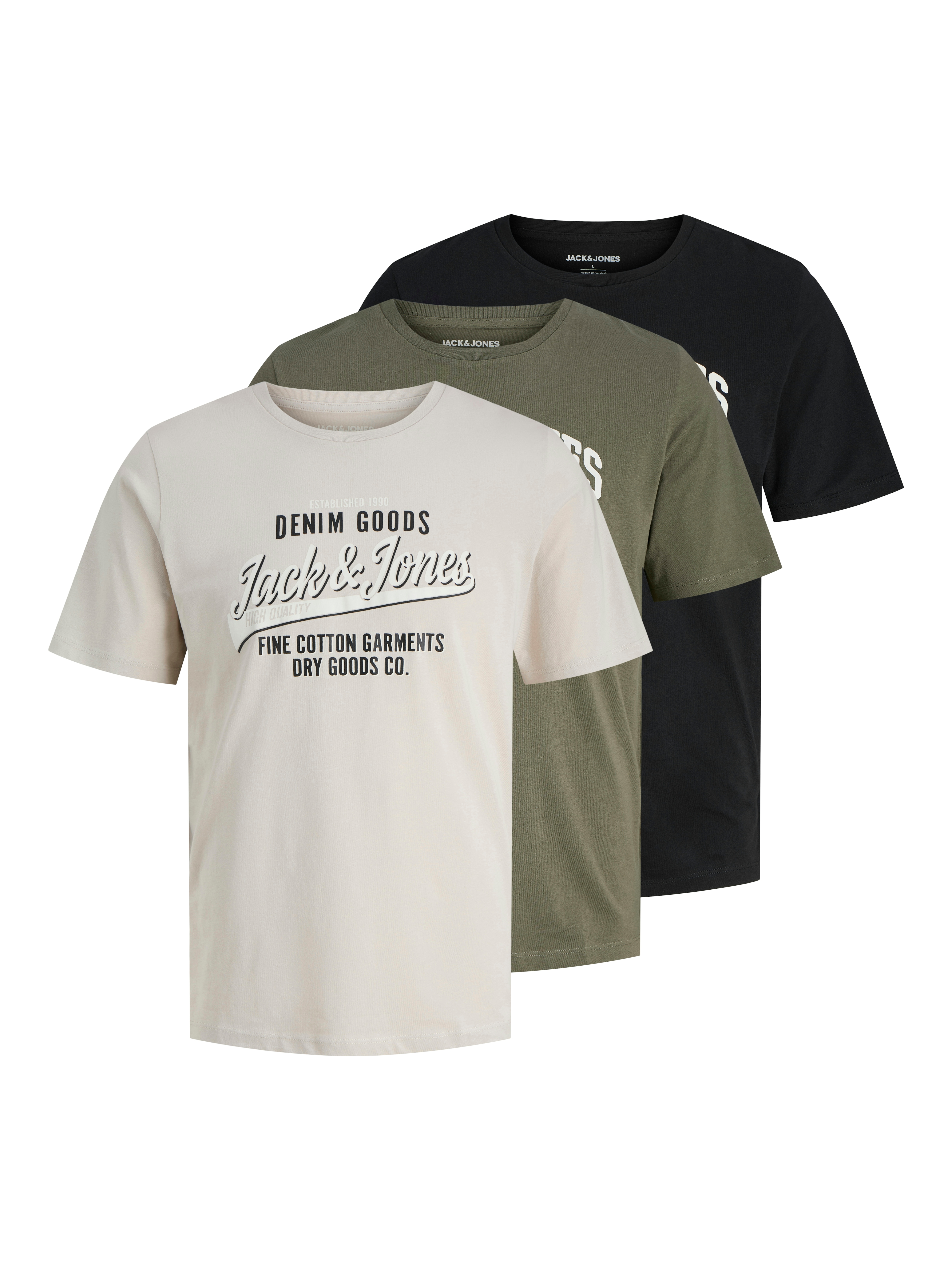 Jack & Jones Rundhalsshirt "JJETHAN TEE SS CREW NECK 3PK MP NOOS" Packung, 3er-Pack, 3 Stk.