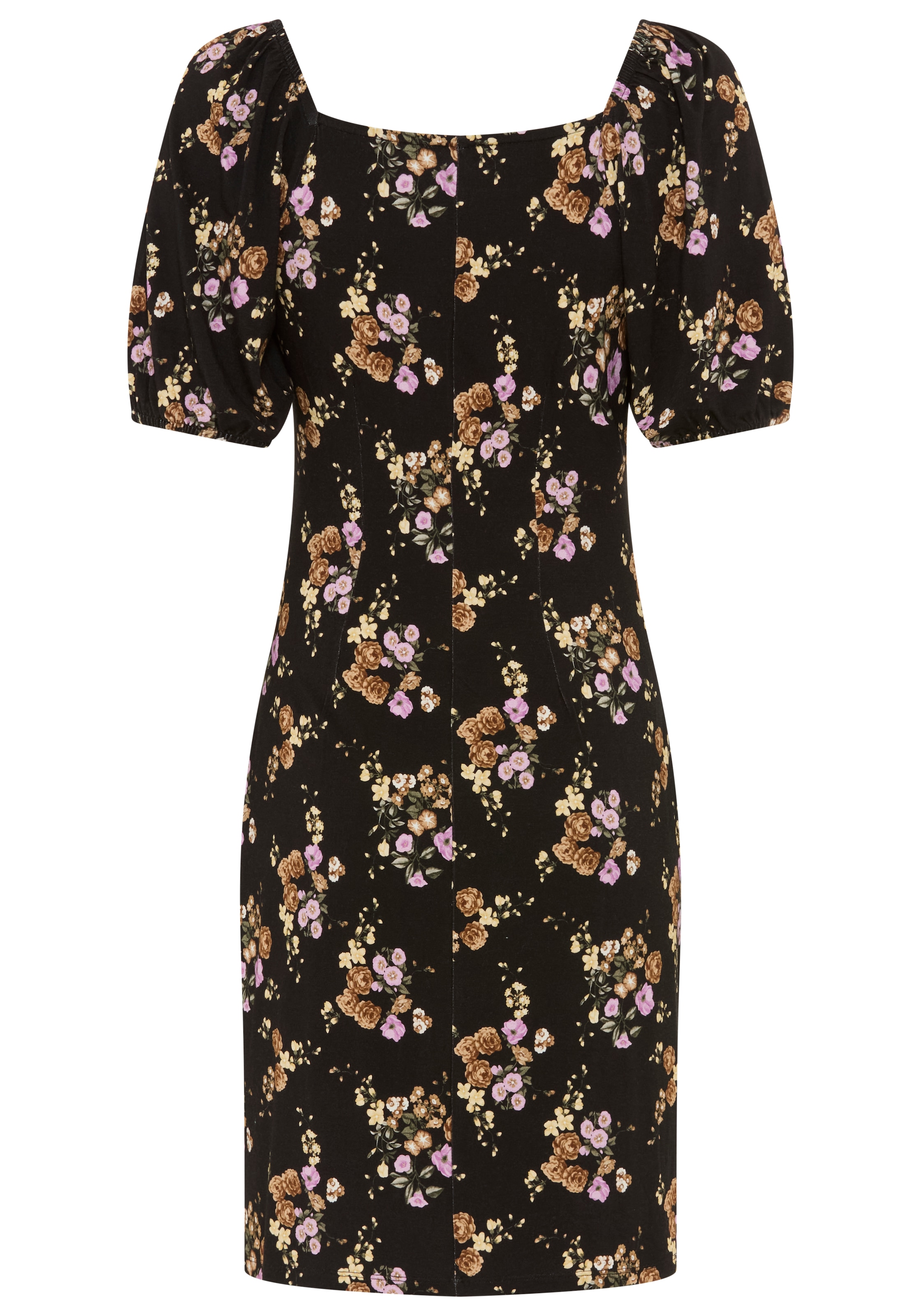 Bruno Banani Sommerkleid mit geblümter Optik, aus Jersey, elastische Viskosemischung