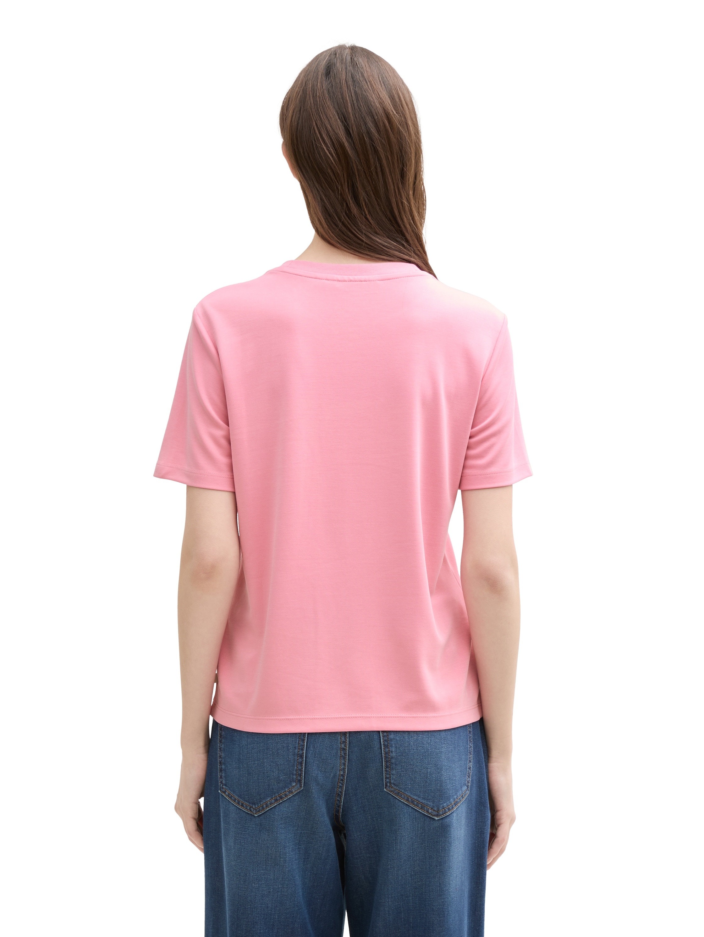 TOM TAILOR Denim Rundhalsshirt, mit Rundhalsausschnitt
