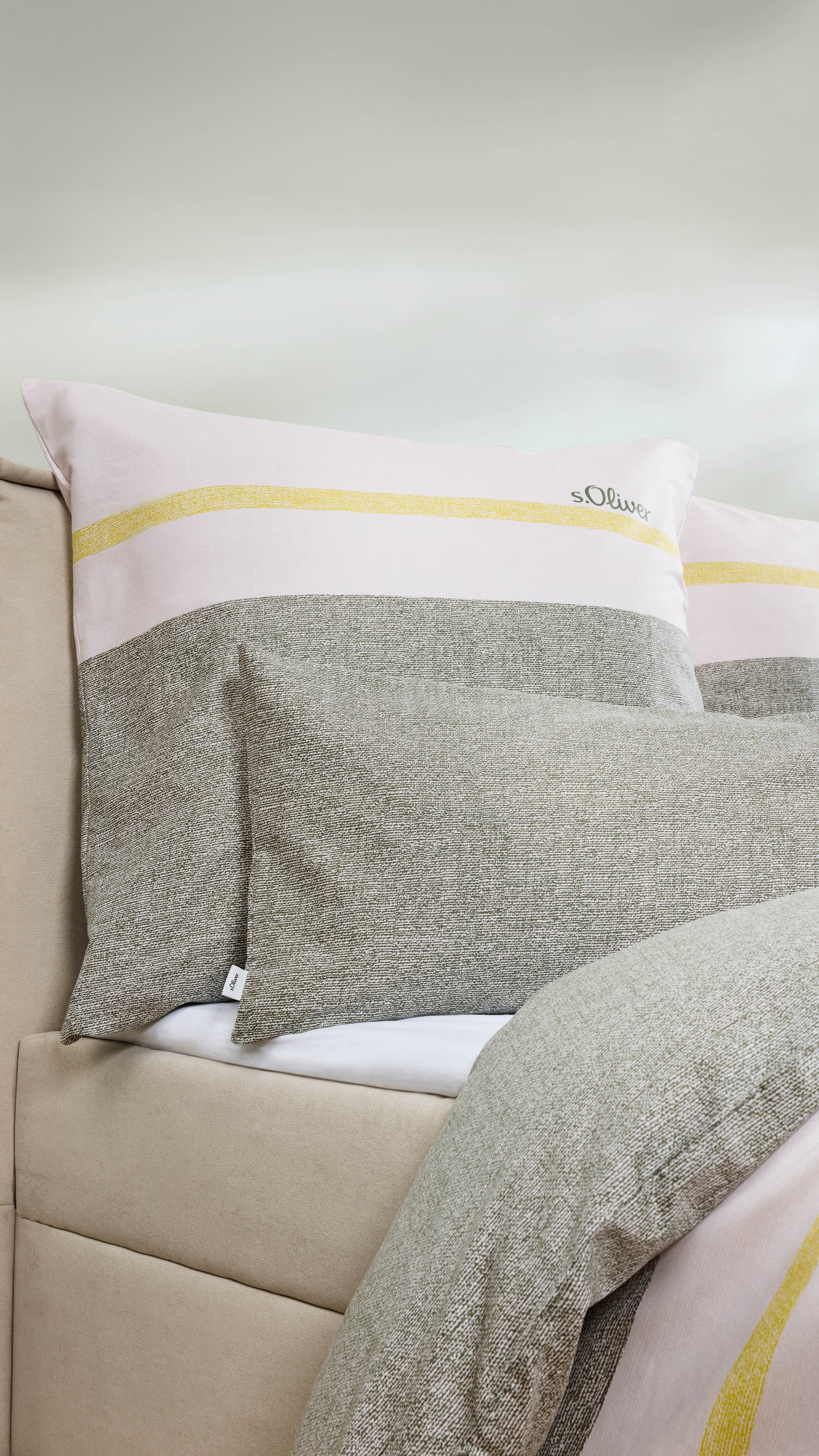 s.Oliver Bettwäsche »s.Oliver Satinbettwäsche« 2 Leinenstruktur mit modernem Farbstatement