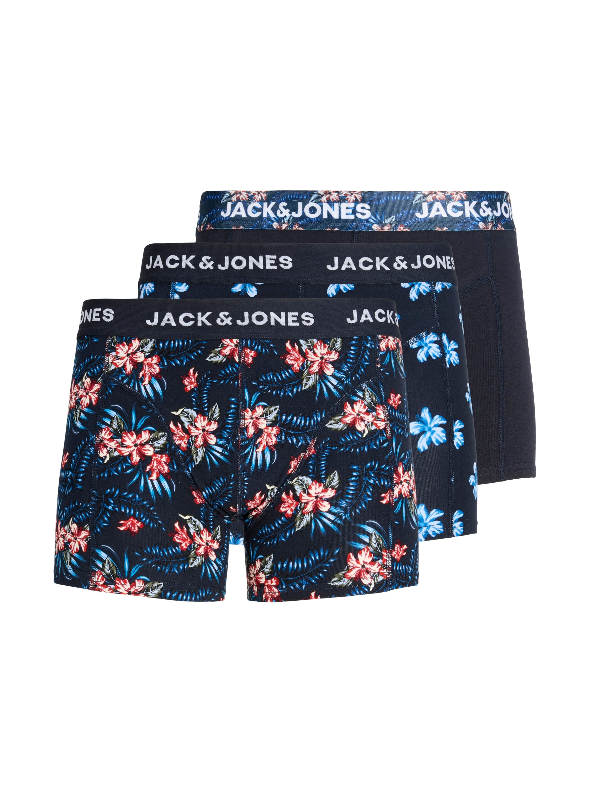 Jack & Jones Trunk "Jaclamine Flower Trunks 3 Pack Sn" Packung, 3 Stk. Baumwollmischung, Elastischer Bund
