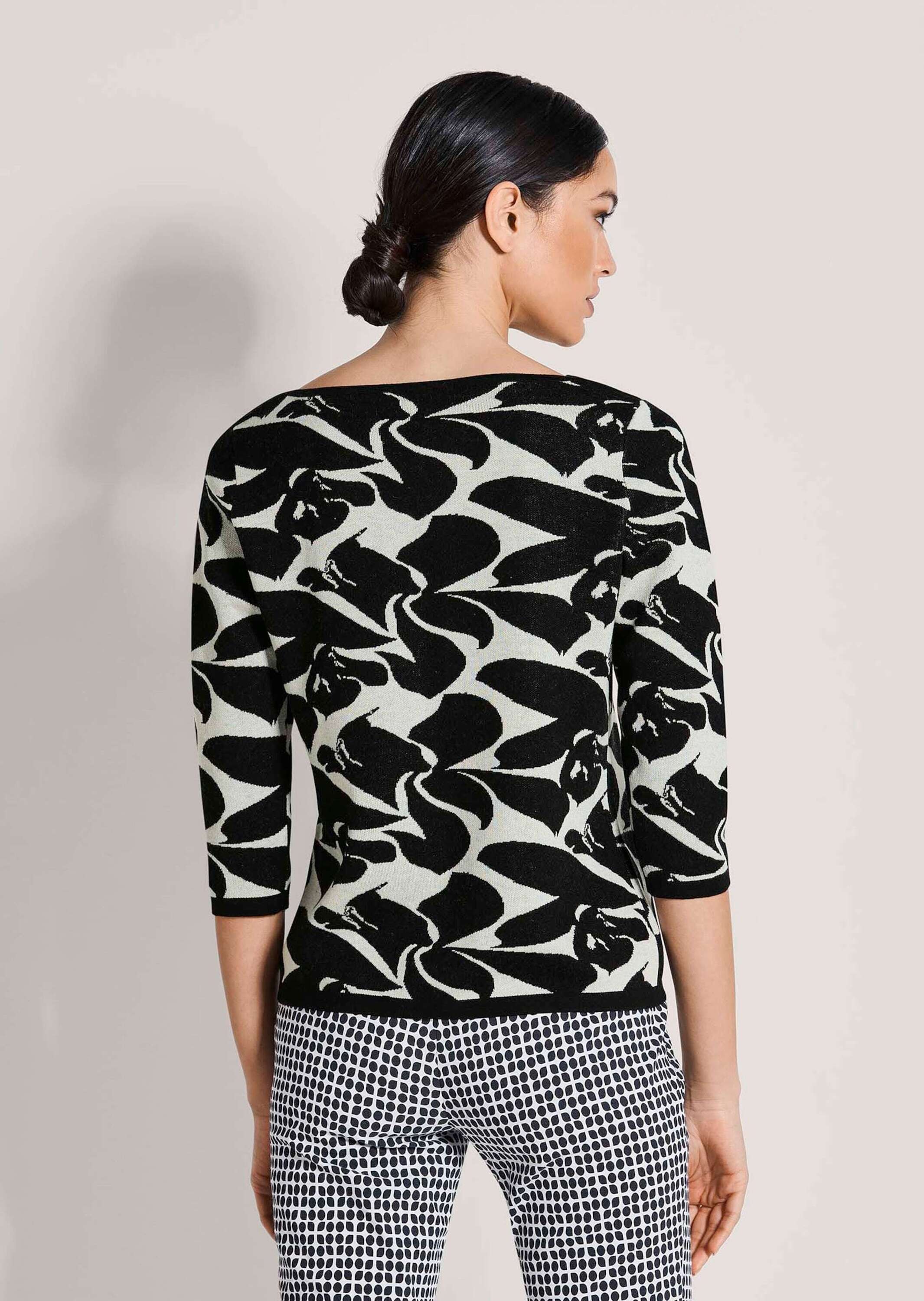 MADELEINE Longpullover »Feinstrickpullover Jacquardpullover mit grafischem Muster« Jacquard