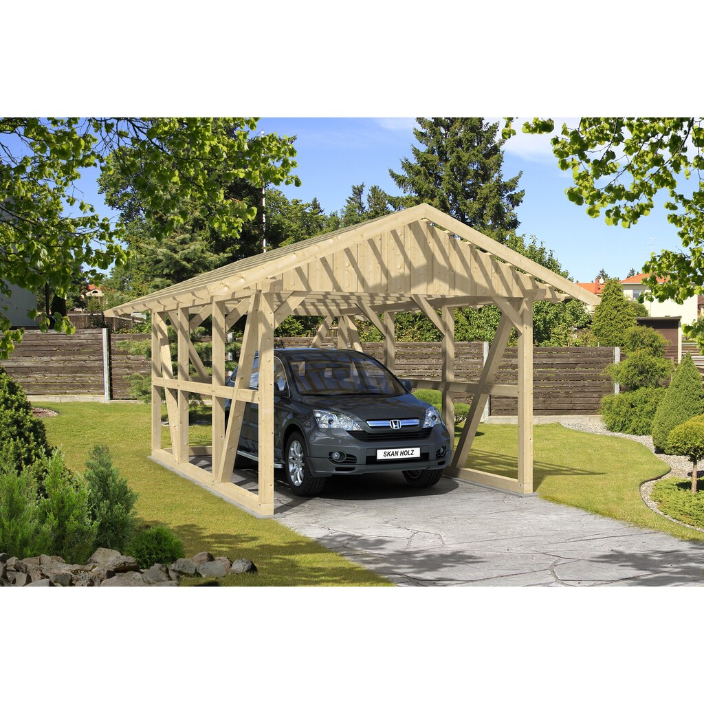 Skanholz Einzelcarport »Schwarzwald«, KVH, Fichte, 300 cm, Natur