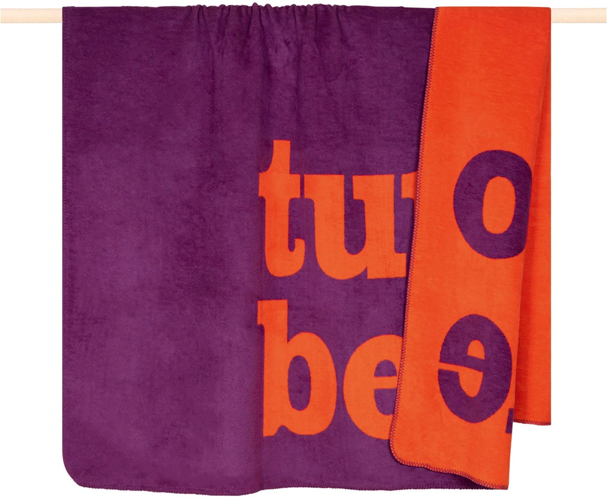 PAD Wohndecke "Tuttobenne" Made in Europe, Wendefunktion, Uni Farben, mit Schriftzug, 150x200 cm