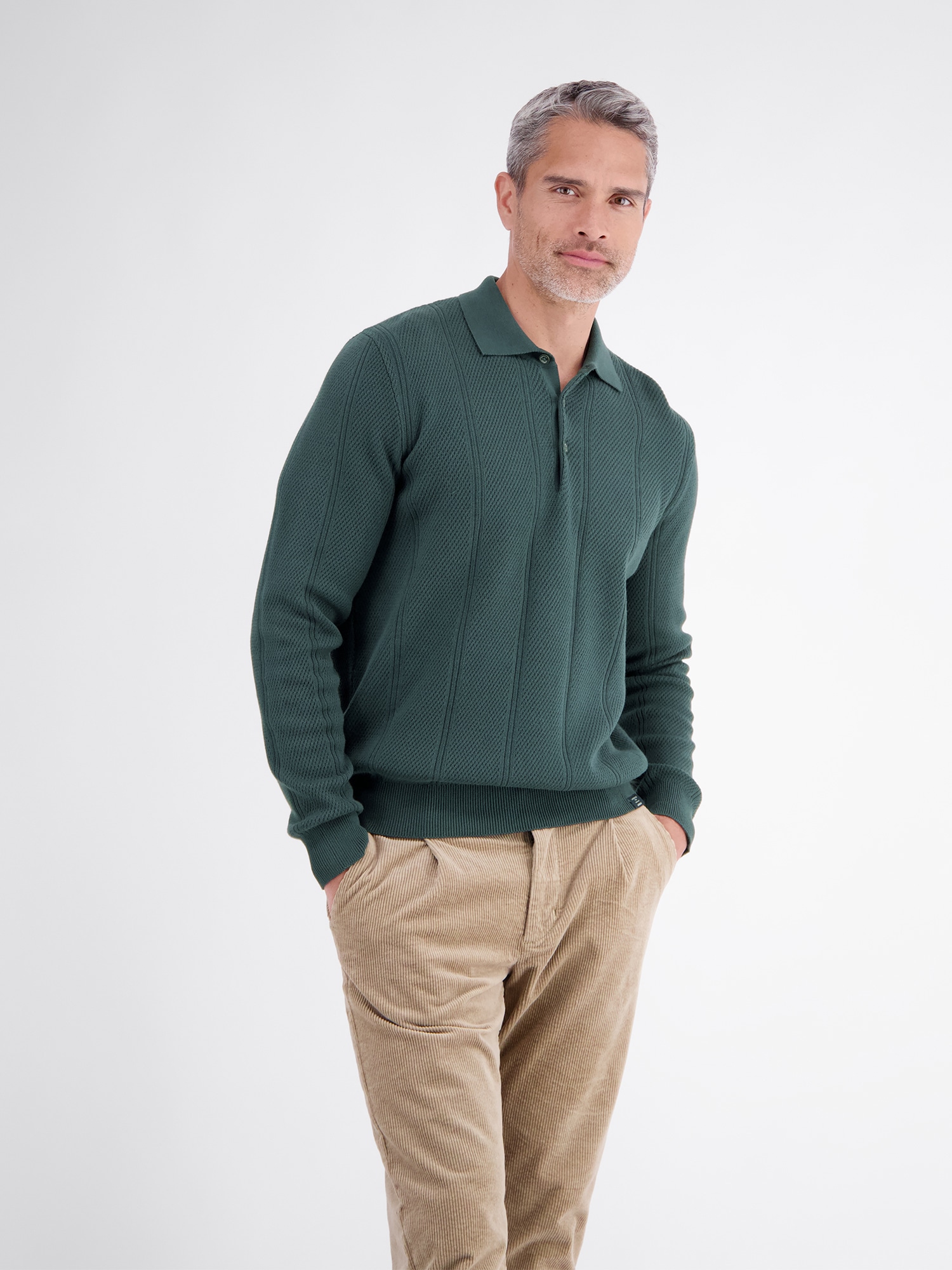 LERROS Langarm-Poloshirt "Elegantes Langarmpolo mit raffinierten Vertikalstreifen"