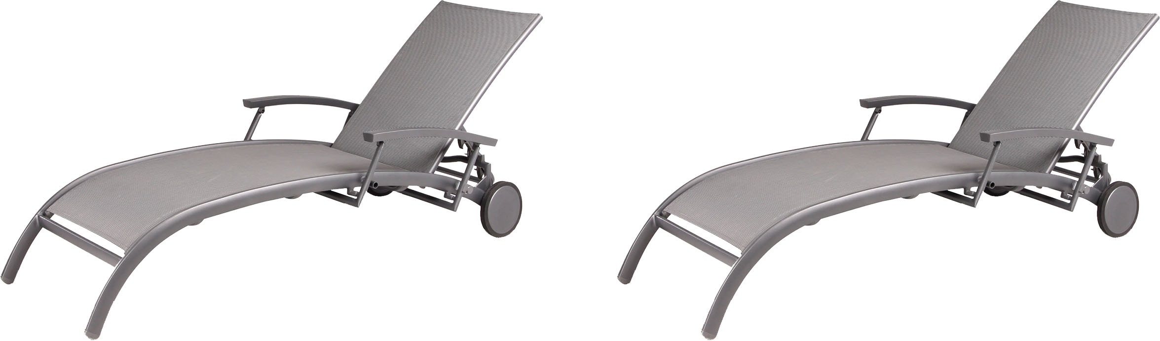 Rollliege BEST, grau, Obermaterial: 50% Polyester, 50% Polypropylen, Gartenliegen, "Larino", Aluminium/Ergotex