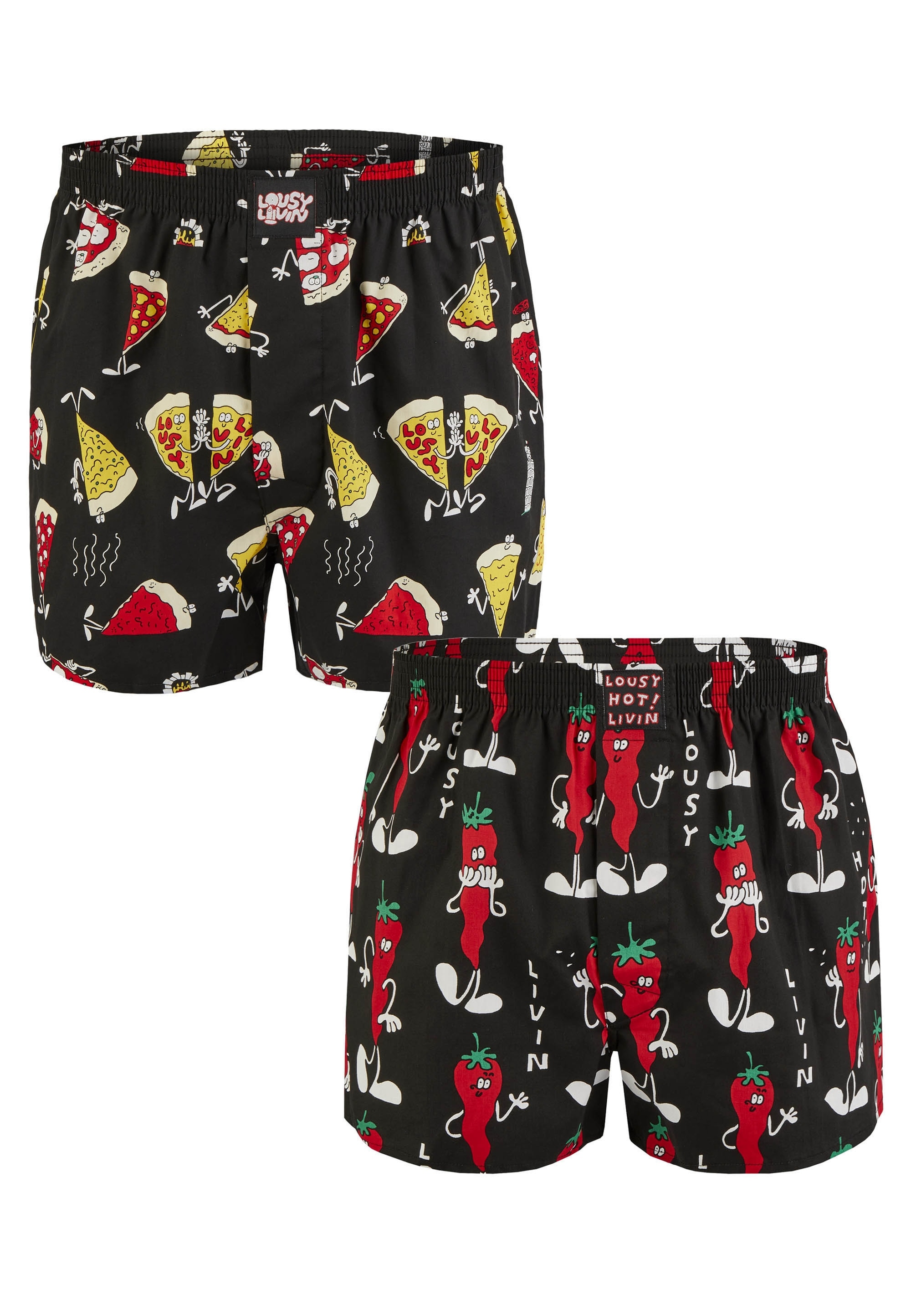 Lousy Livin Boxershorts »Pizza & Chilli« mit buntem Allover-Print