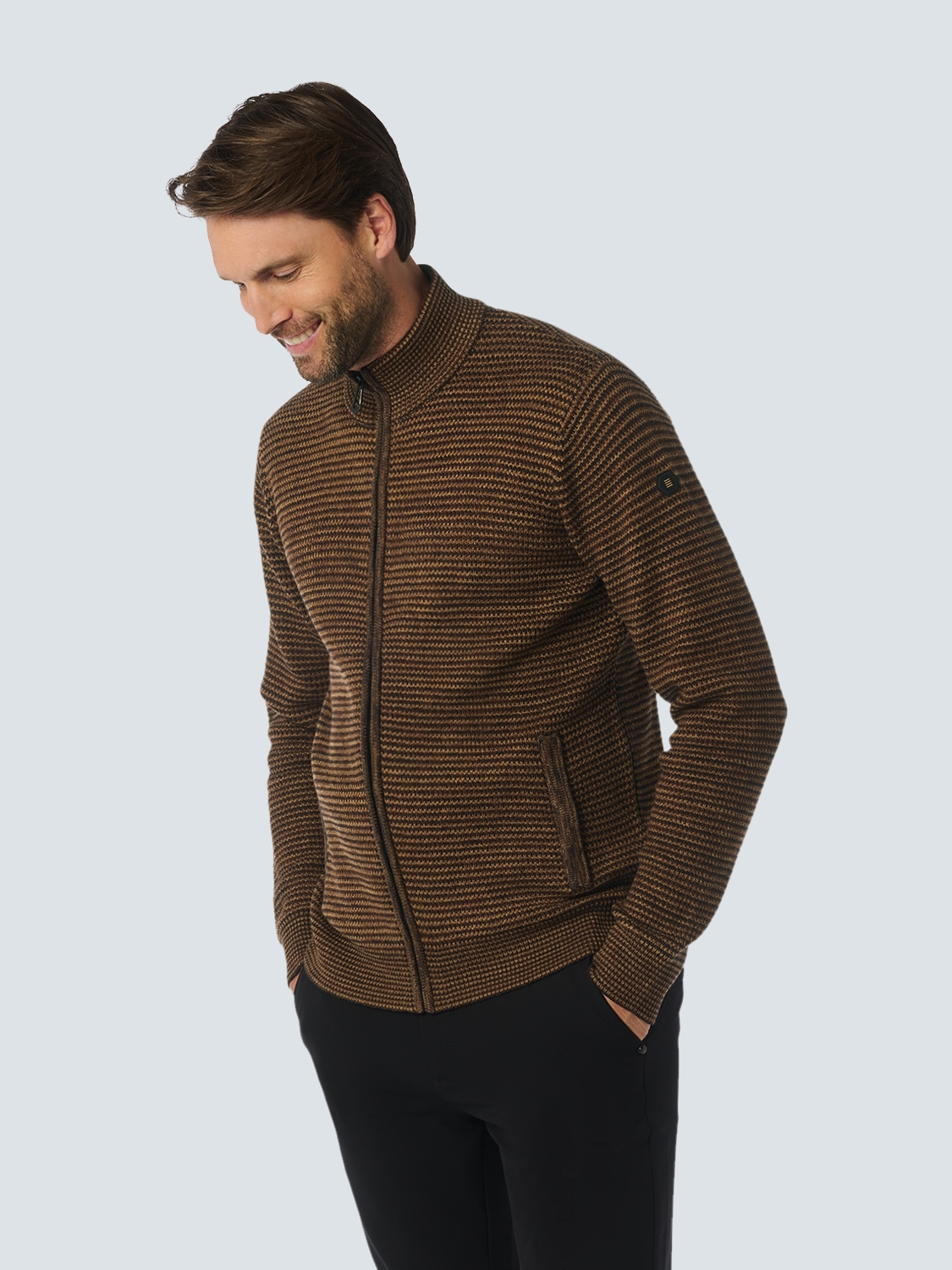 NO EXCESS Strickjacke, aus meliertem Strukturstrick