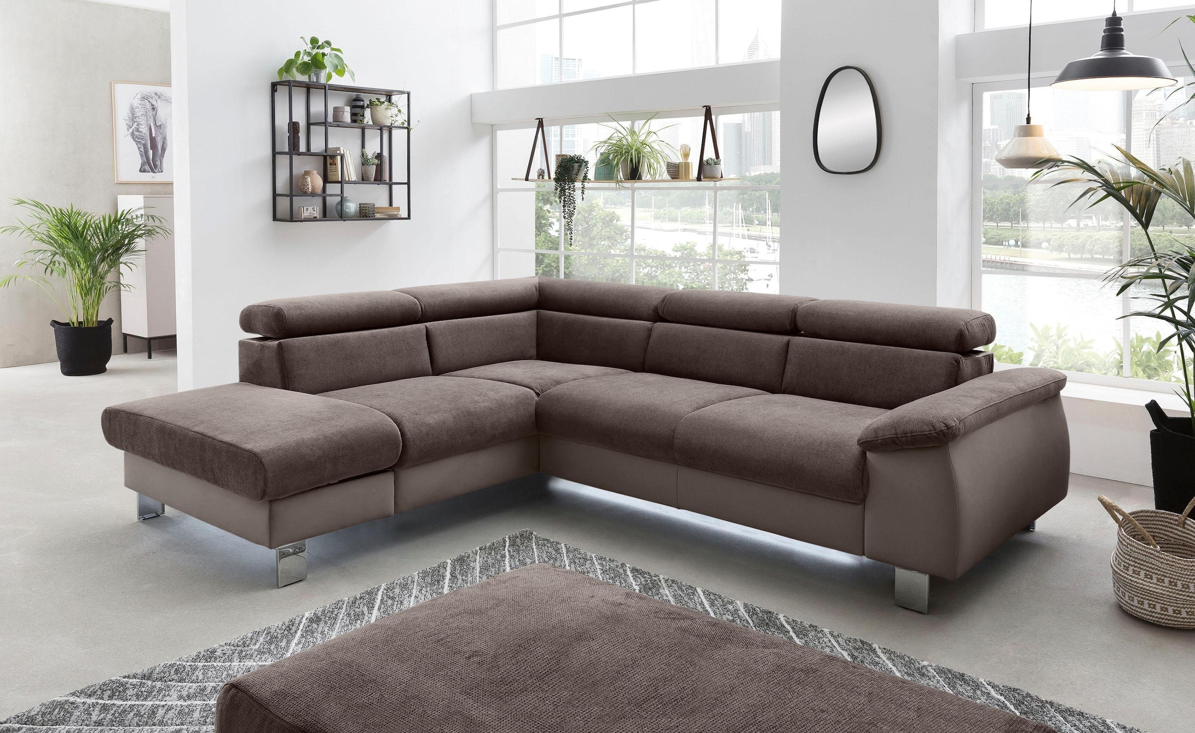 COTTA Ecksofa "Komaris L-Form, B: 249 cm" mit Kopfteilverstellung, optional günstig online kaufen