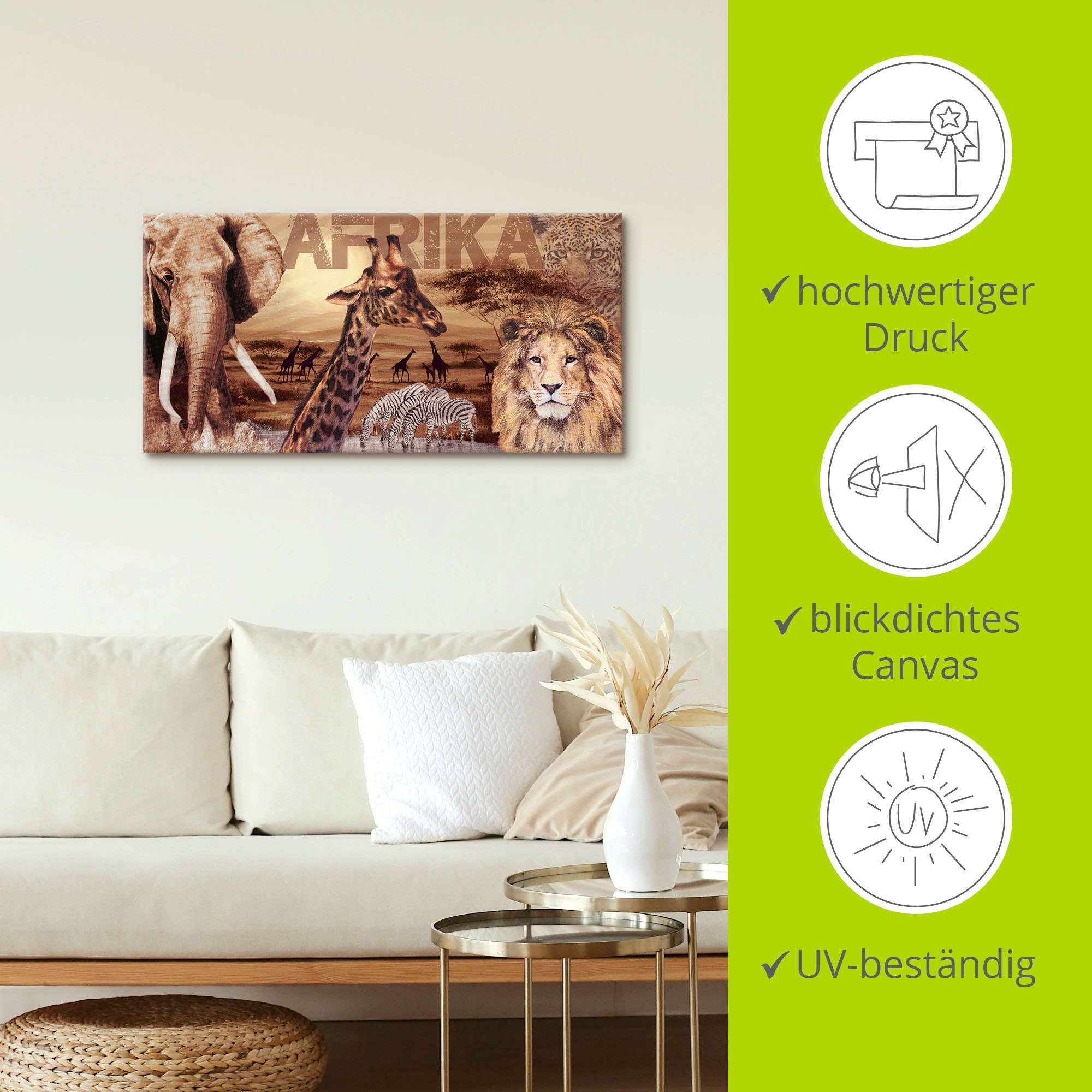 Artland Wandbild »Afrika«, Wildtiere, (1 St.), als Alubild, Outdoorbild, Leinwandbild, Poster, Wandaufkleber