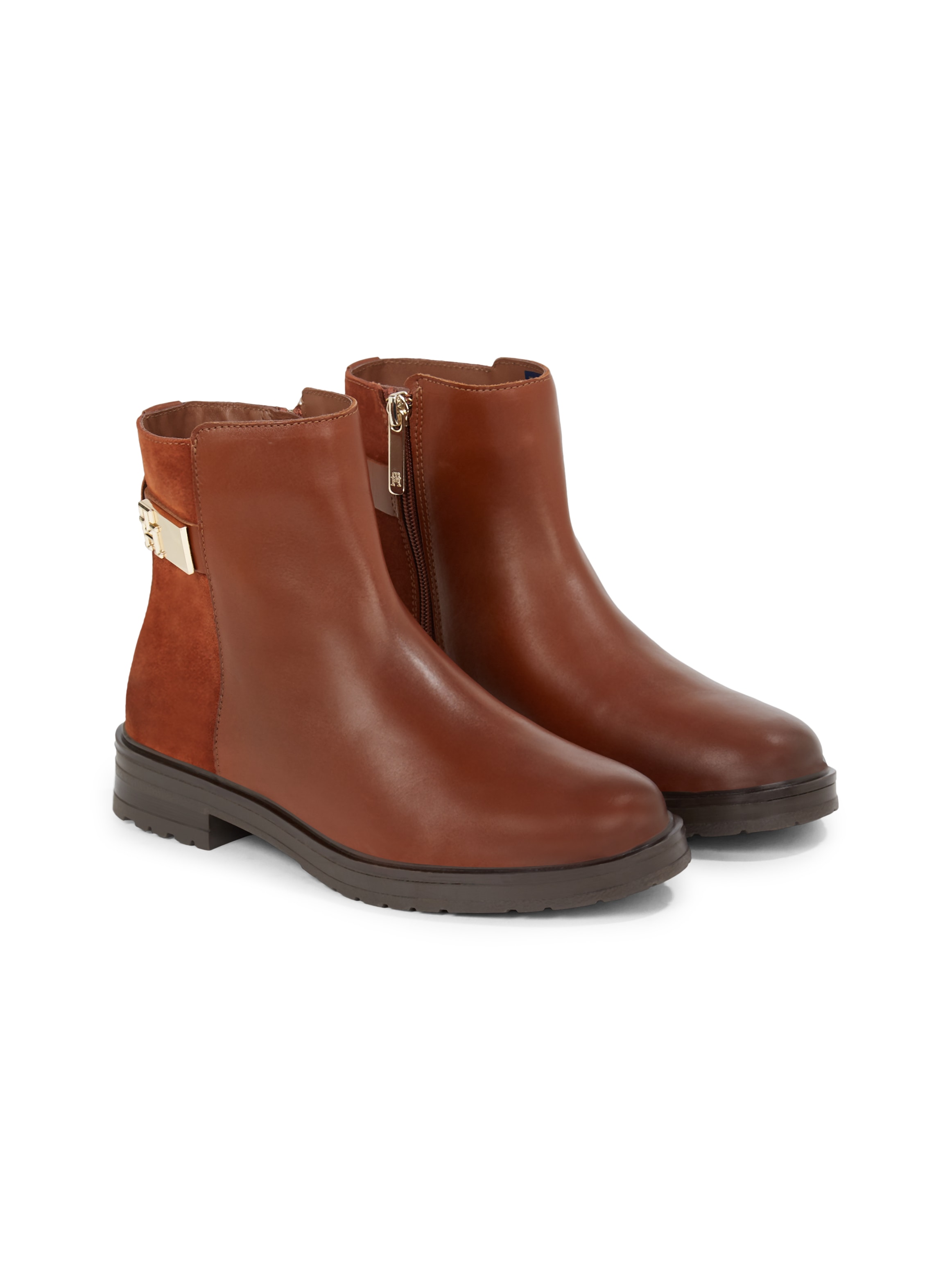 Tommy Hilfiger Stiefelette »TH LOGO LEATHER MIX CHELSEA«, Blockabsatz, Businesschuh, Boots mit TH-Schmuckelement