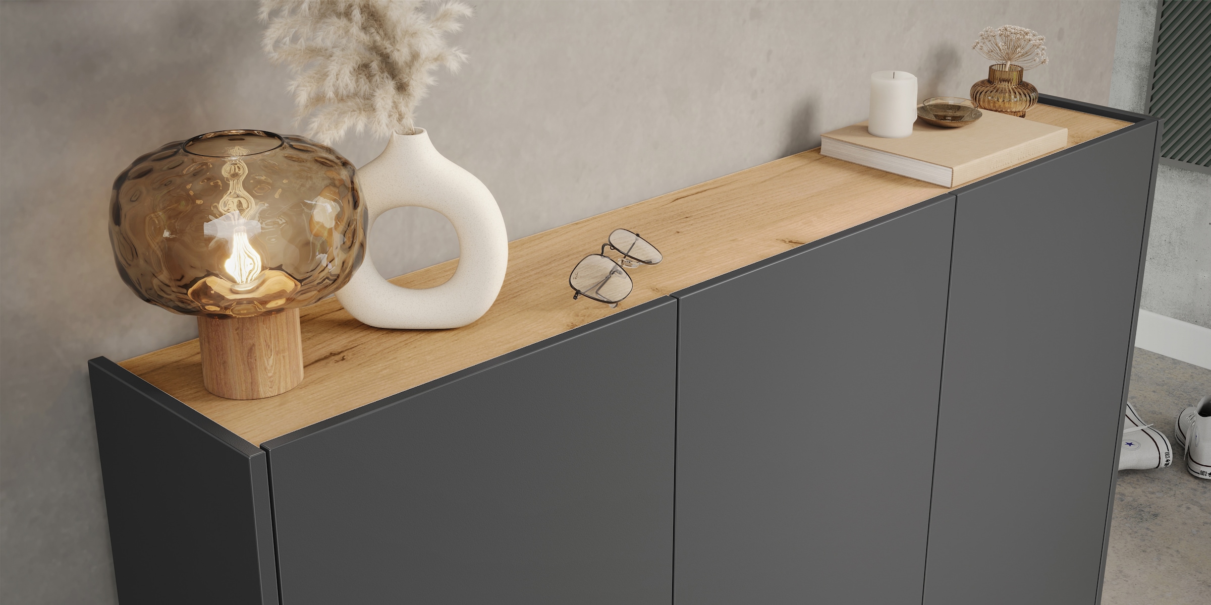 GERMANIA Mehrzweckschrank »GW-Libbiano«, (1 St.), ideal für schmale Flure, Breite 138 cm, in 3 verschiedenen Höhen