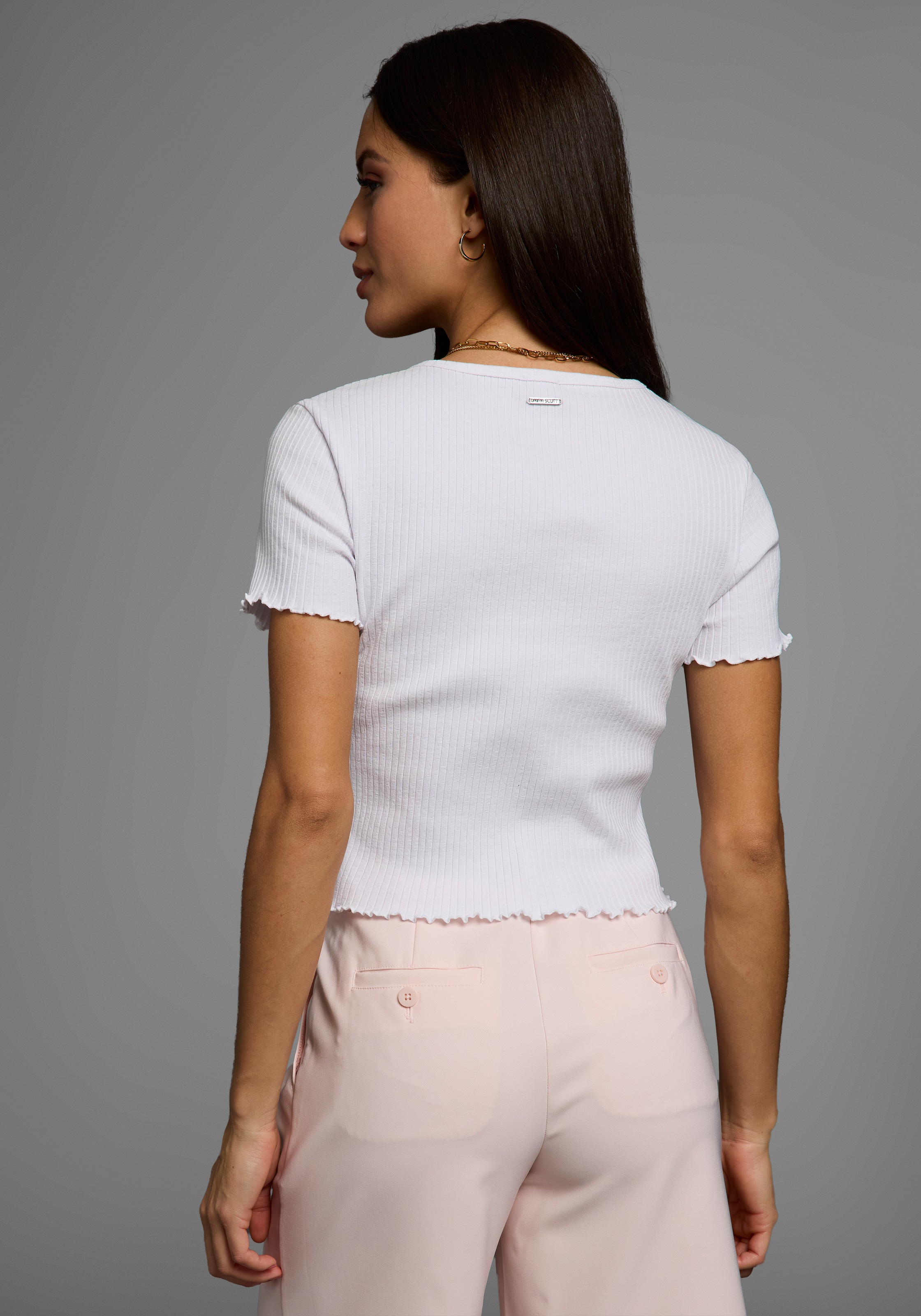 Laura Scott Kurzarmshirt, mit gewelltem Saum günstig online kaufen