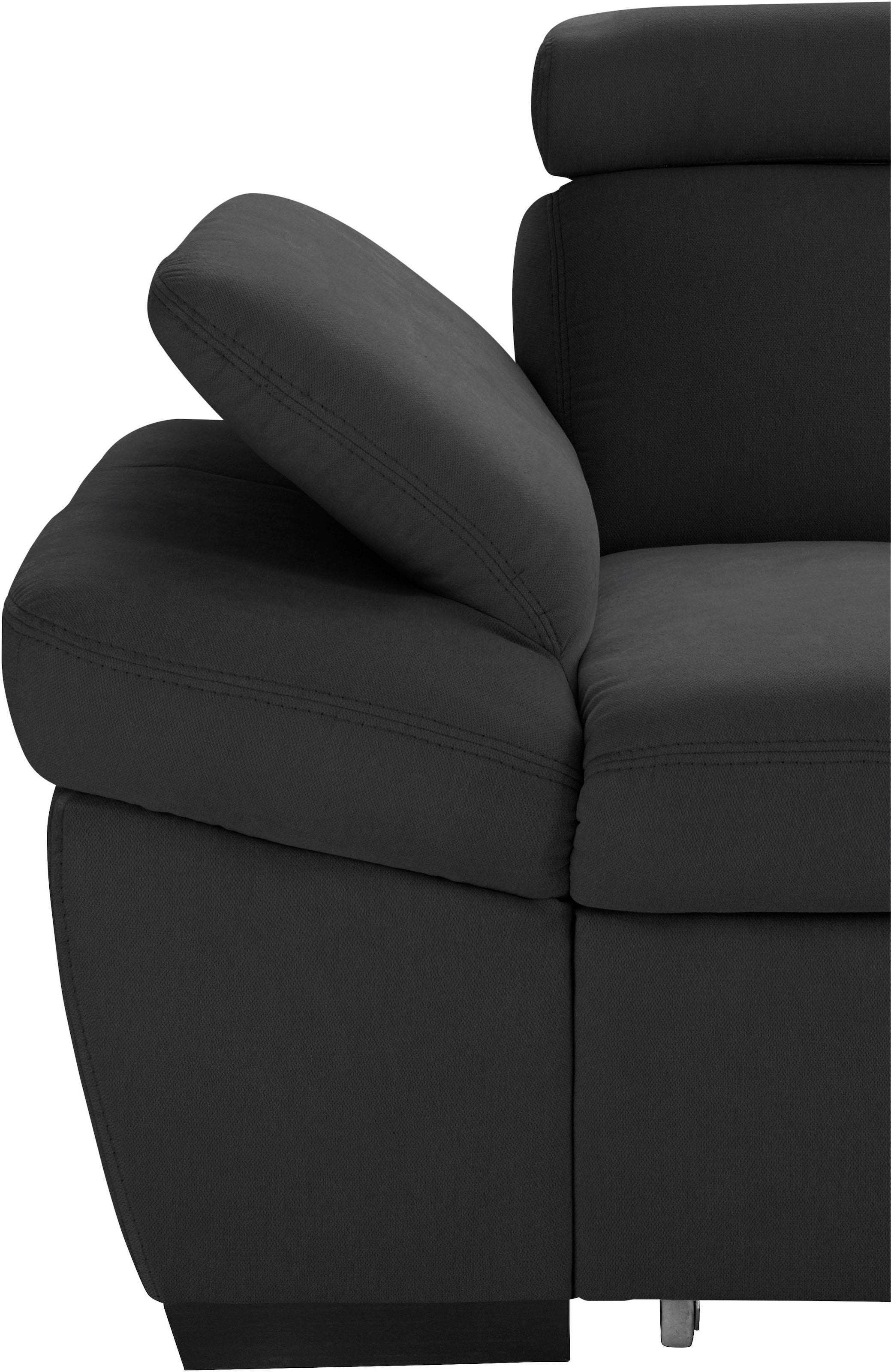 exxpo - sofa fashion Ecksofa »Salerno, klassisch modernes Funktionssofa, hoher Sitzkomfort, L-Form« inkl. Kopf- und Armteilverstellung, wahlweise mit Bettfunktion