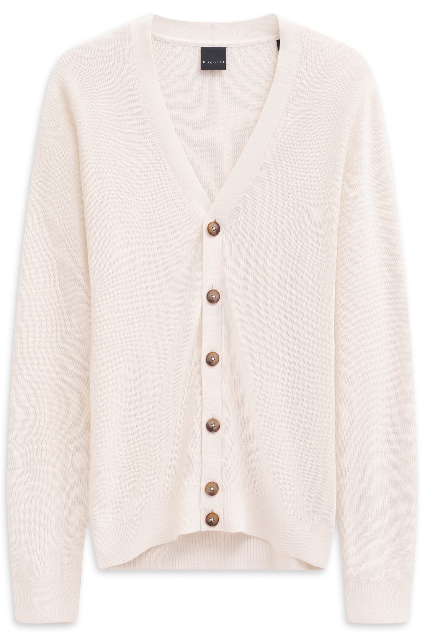 bugatti Cardigan »Regular Fit«, mit V-Ausschnitt und Ripp-Struktur