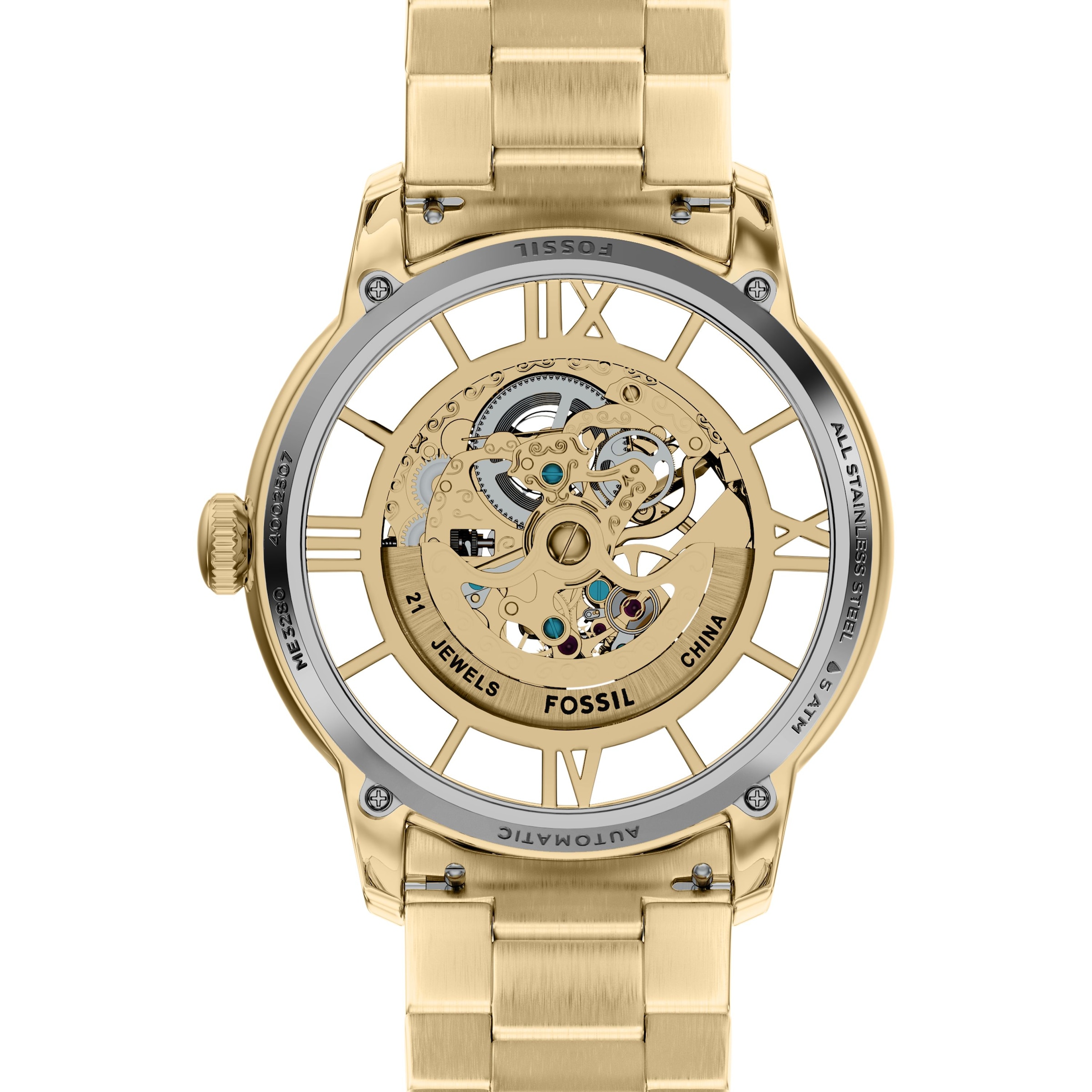 Fossil Automatikuhr »TOWNSMAN« Armbanduhr, Herrenuhr, Mechanische Uhr, Edelstahlarmband, analog