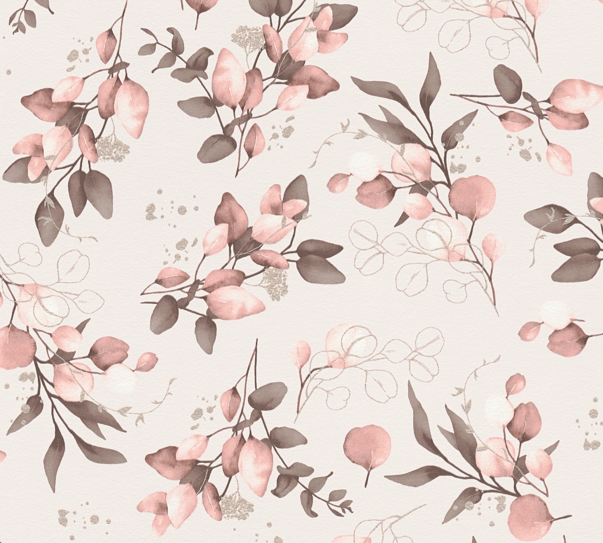A.S. Création Vliestapete »Pure Elegance Blumen-Tapete Mustertapete Blümchen Blattmuster«, leicht glänzend, Vliestapete floral für Schlafzimmer Küche Wohnzimmer Blumen Design