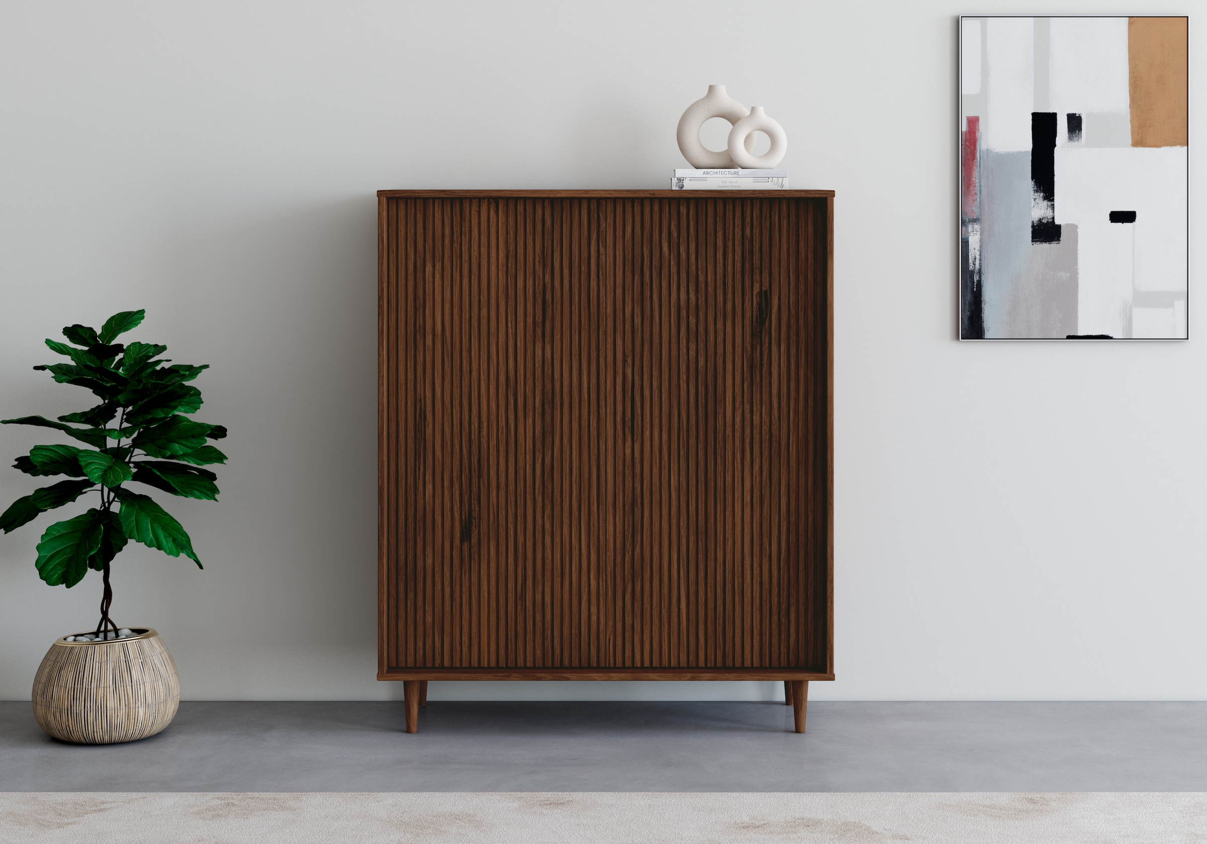 OTTO home Highboard "Malmedy Front mit gefrästen Rillen" Kommode Midischran günstig online kaufen