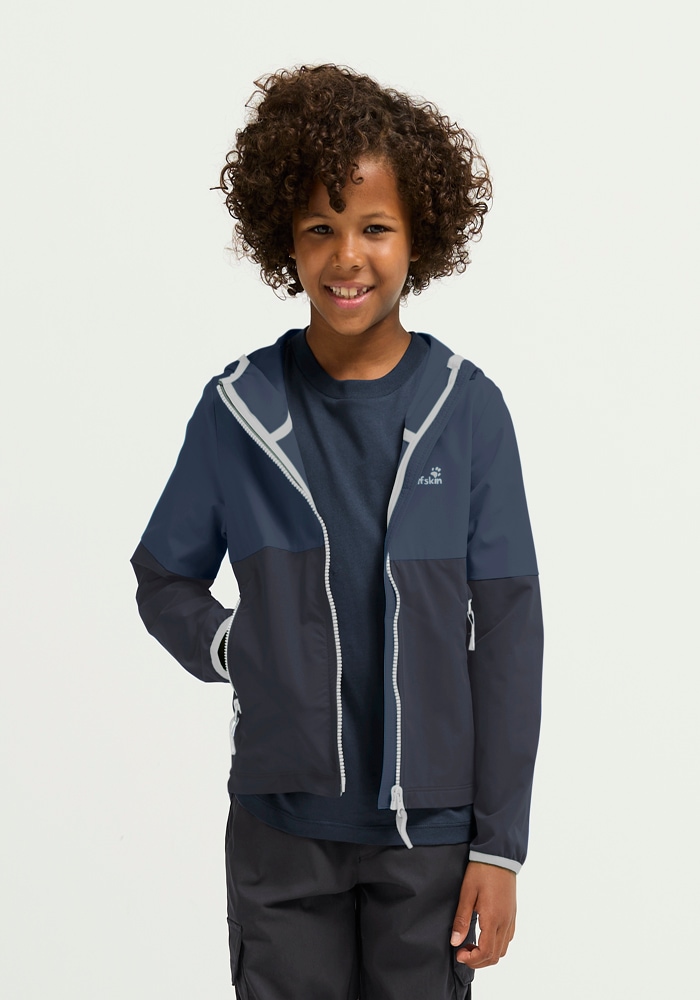 Jack Wolfskin Softshelljacke »SANDBIRD HOODED JKT K« mit Kapuze Winddicht, atmungsaktiv, Übergangsjacke