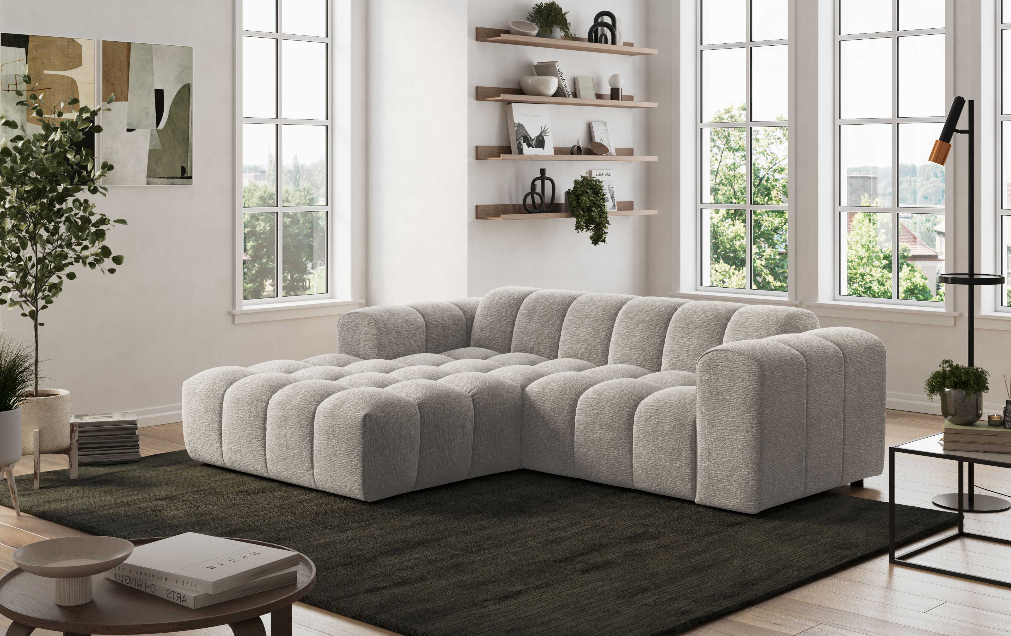 COTTA Ecksofa "Rocco L-Form, B: 248 cm, modernes Bubble-Sofa, großzügiger Sitzkomfort" Wohnlandschaft-Charakter, frei stellbar, modernes Design