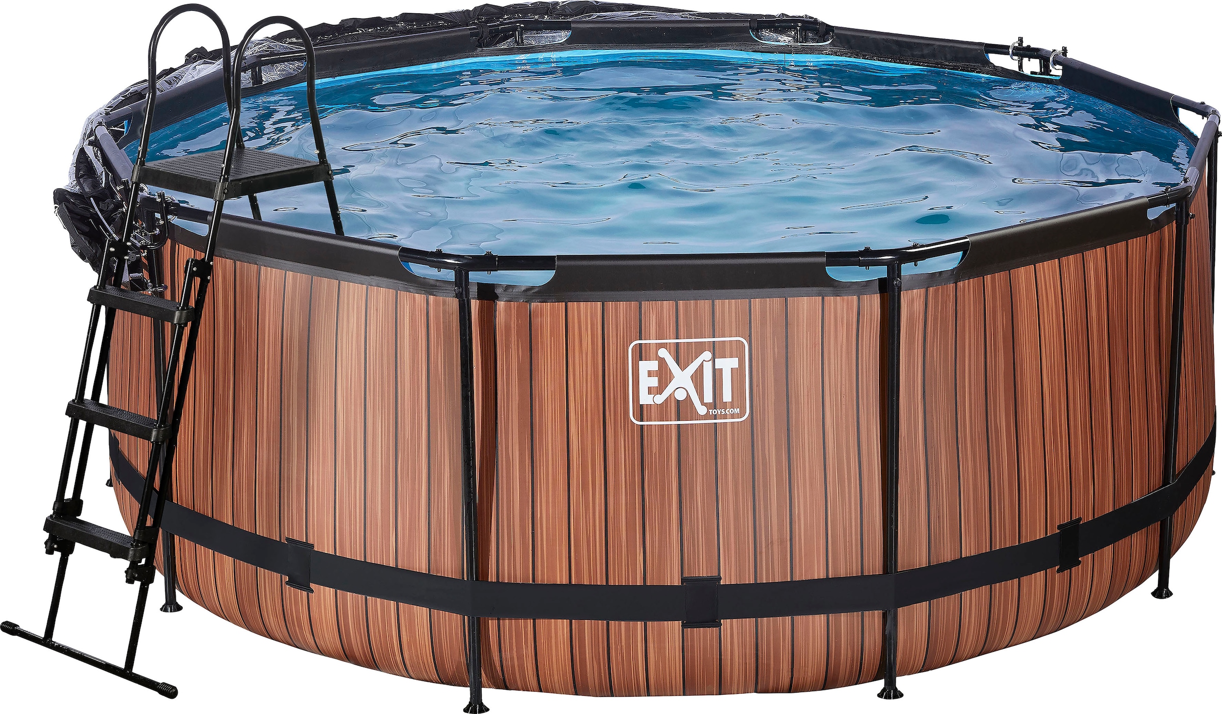 EXIT Framepool »inkl. multifunktionaler Abdeckung und Wärmepumpe«, (Set, 5 tlg.), ØxH: 360x122 cm, mit Sandfilteranlage, Wärmepumpe, Sicherheitsleiter