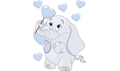 Wandtattoo »Elefantenbaby mit Herzen + Leuchtsticker«