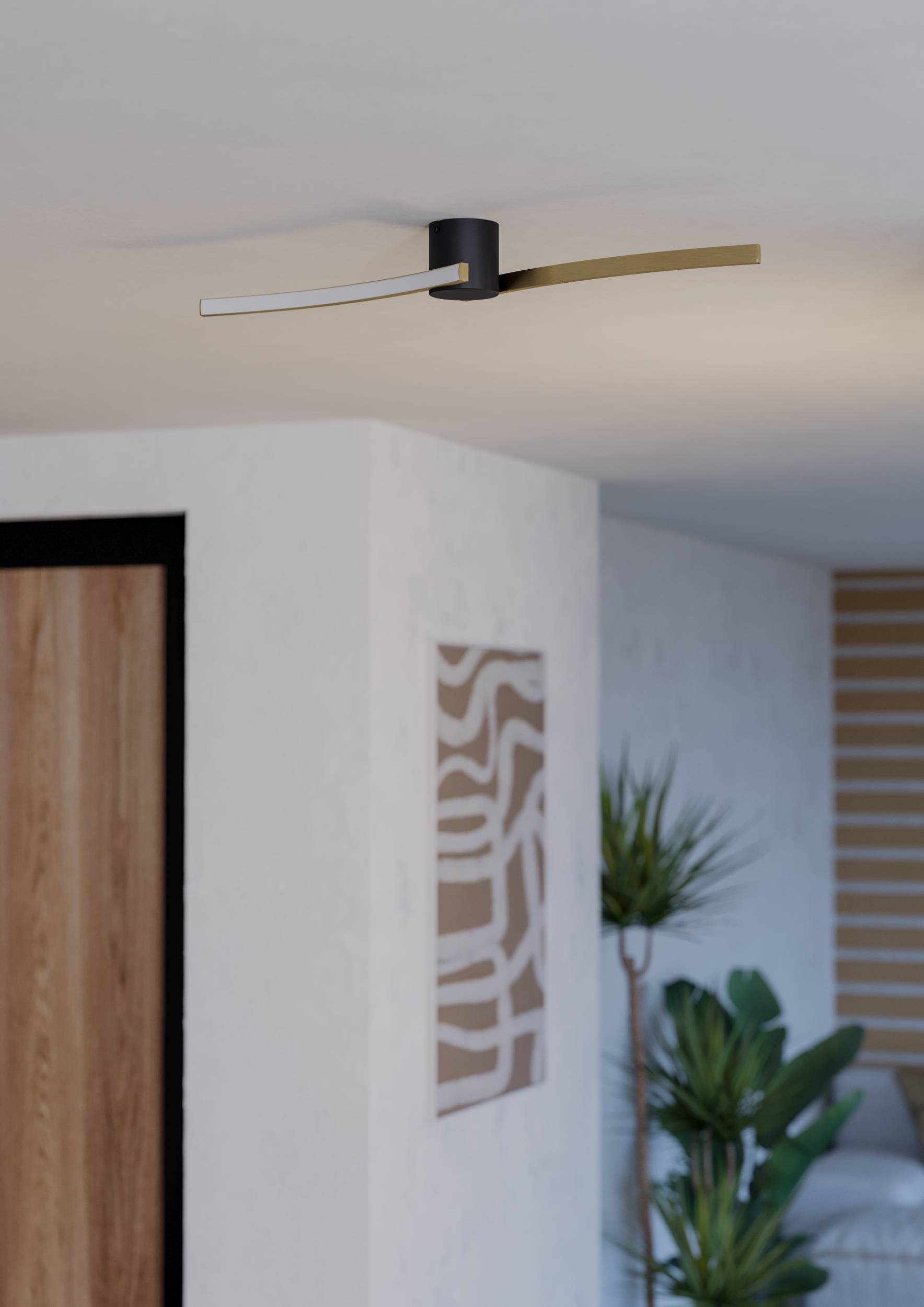 EGLO Deckenleuchte »Aieta Deckenlampe schwarz messing, Bürolampe, LED Lampe, Leuchte« LED-Modul 1 Stk. Neutralweiß Wand-/Deckenleuchte - L72 x B13 x H8 cm - 12W inkl.