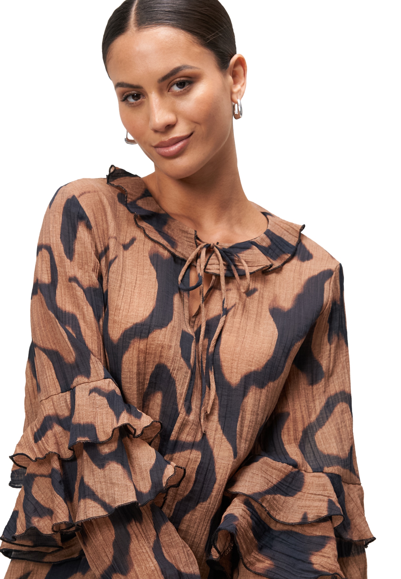 Zero Crinklebluse »zero Damen Crinkle-Bluse mit Volants«