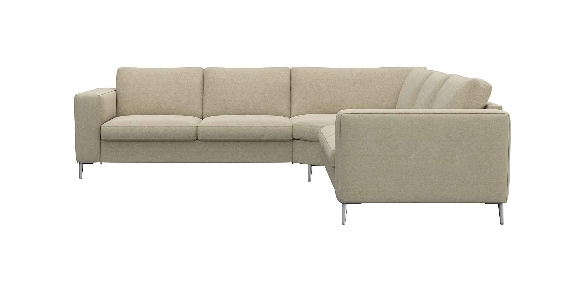 FLEXLUX Ecksofa "Fiore, gleichschenklig, super Sitzkomfort durch Kaltschaum im Sitz" breite Armlehnen, Füße Alu