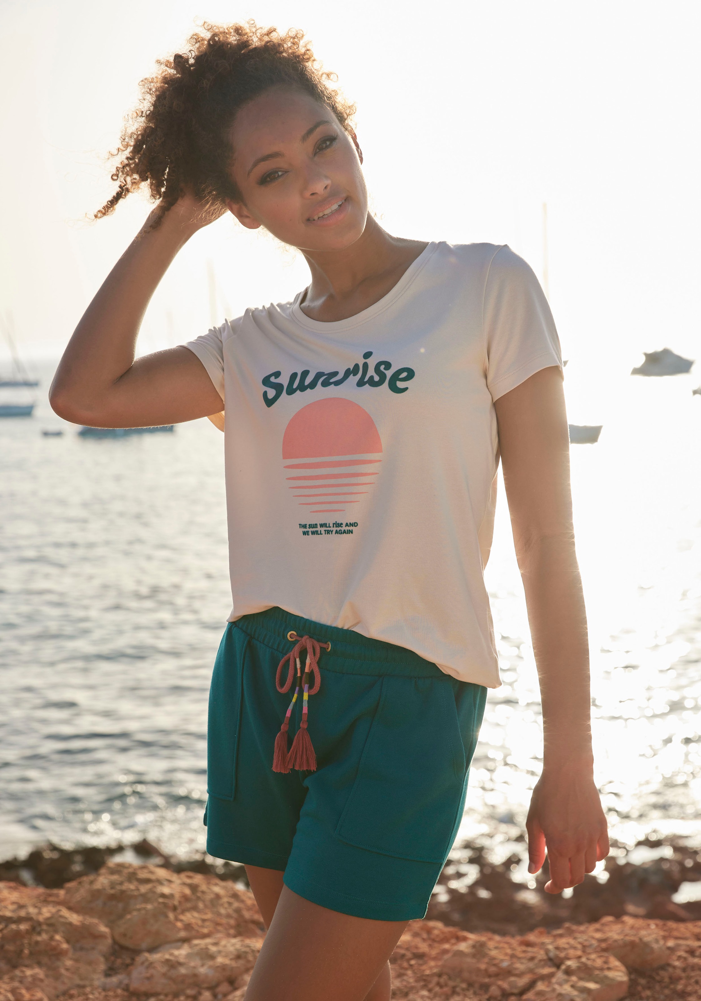 Thumbnail - Vivance Kurzarmshirt, T-Shirt mit schönem Frontprint, Loungewear