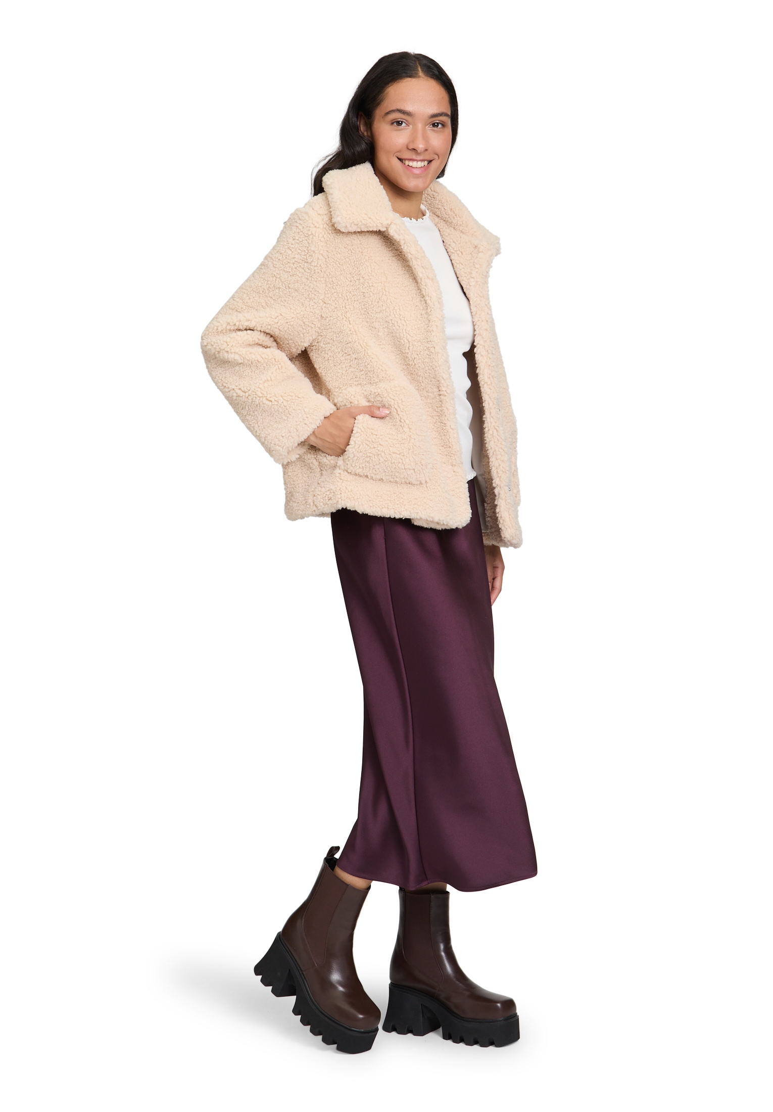 Cartoon Plüschjacke »Cartoon Damen Plüschjacke mit Kragen«