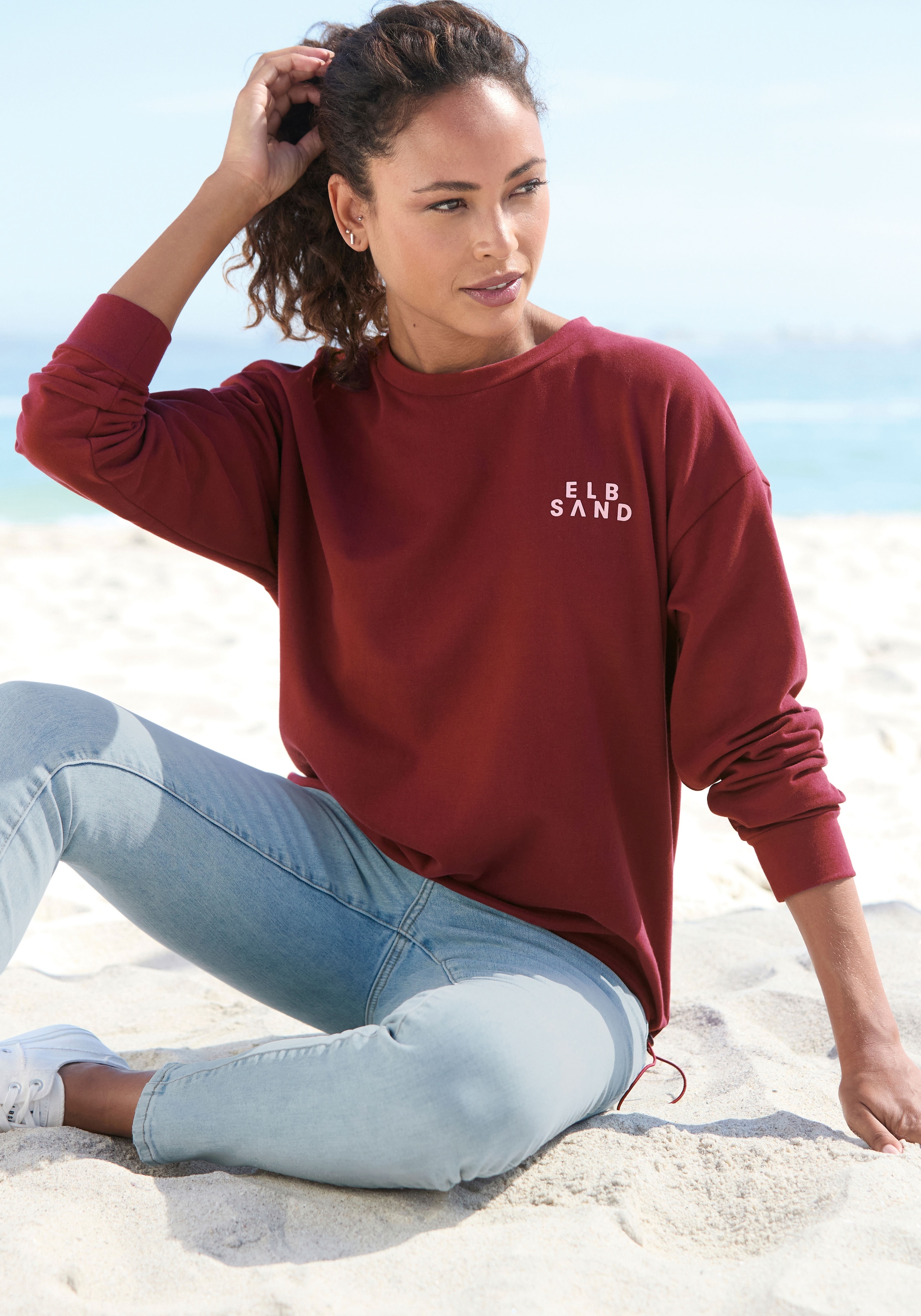 Elbsand Sweatshirt "Carisa", mit verstellbarem Gummizug am Saum, lockere Passform, casual-sportlich