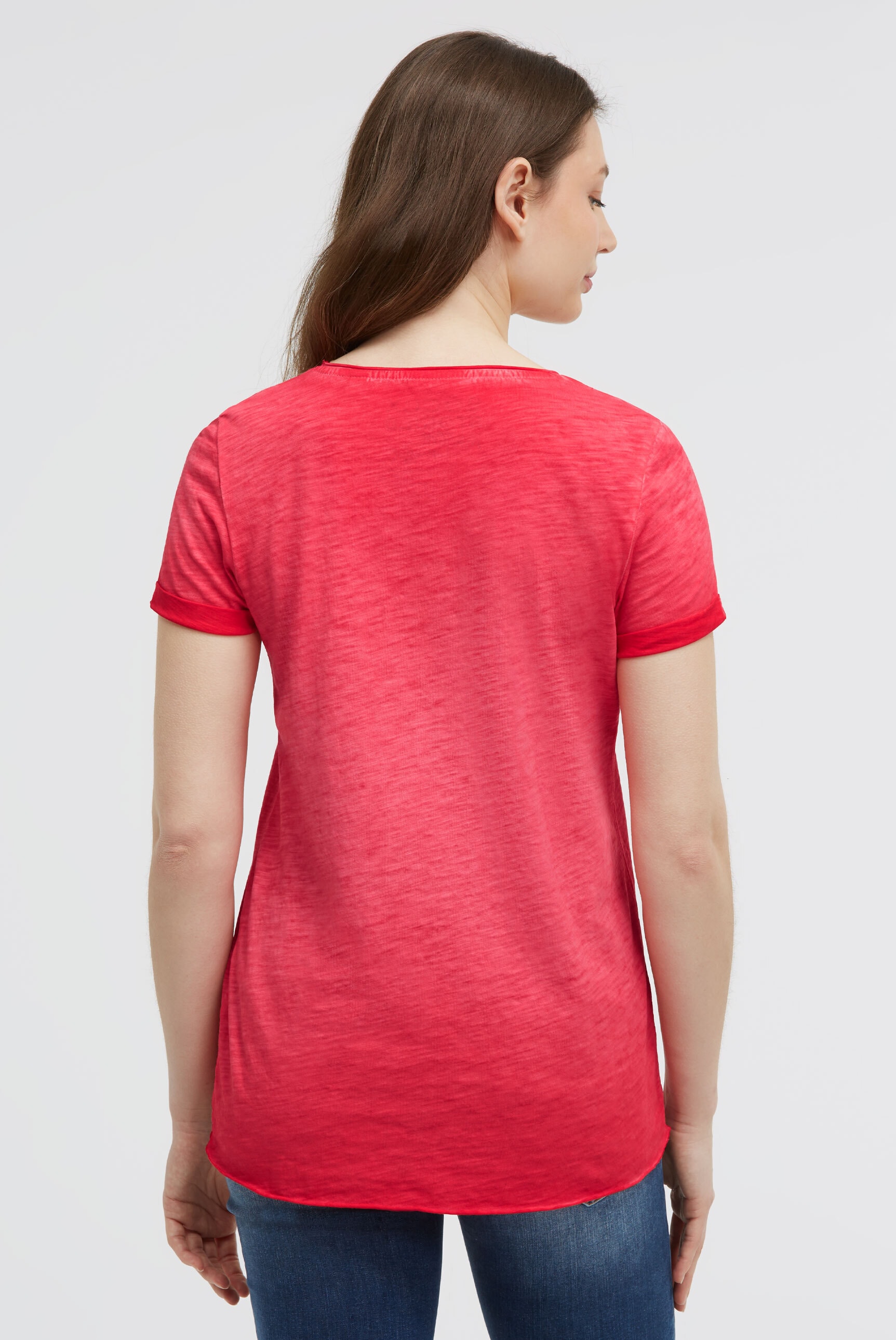 SOCCX Rundhalsshirt mit fixierten Turn-Up-Ärmeln
