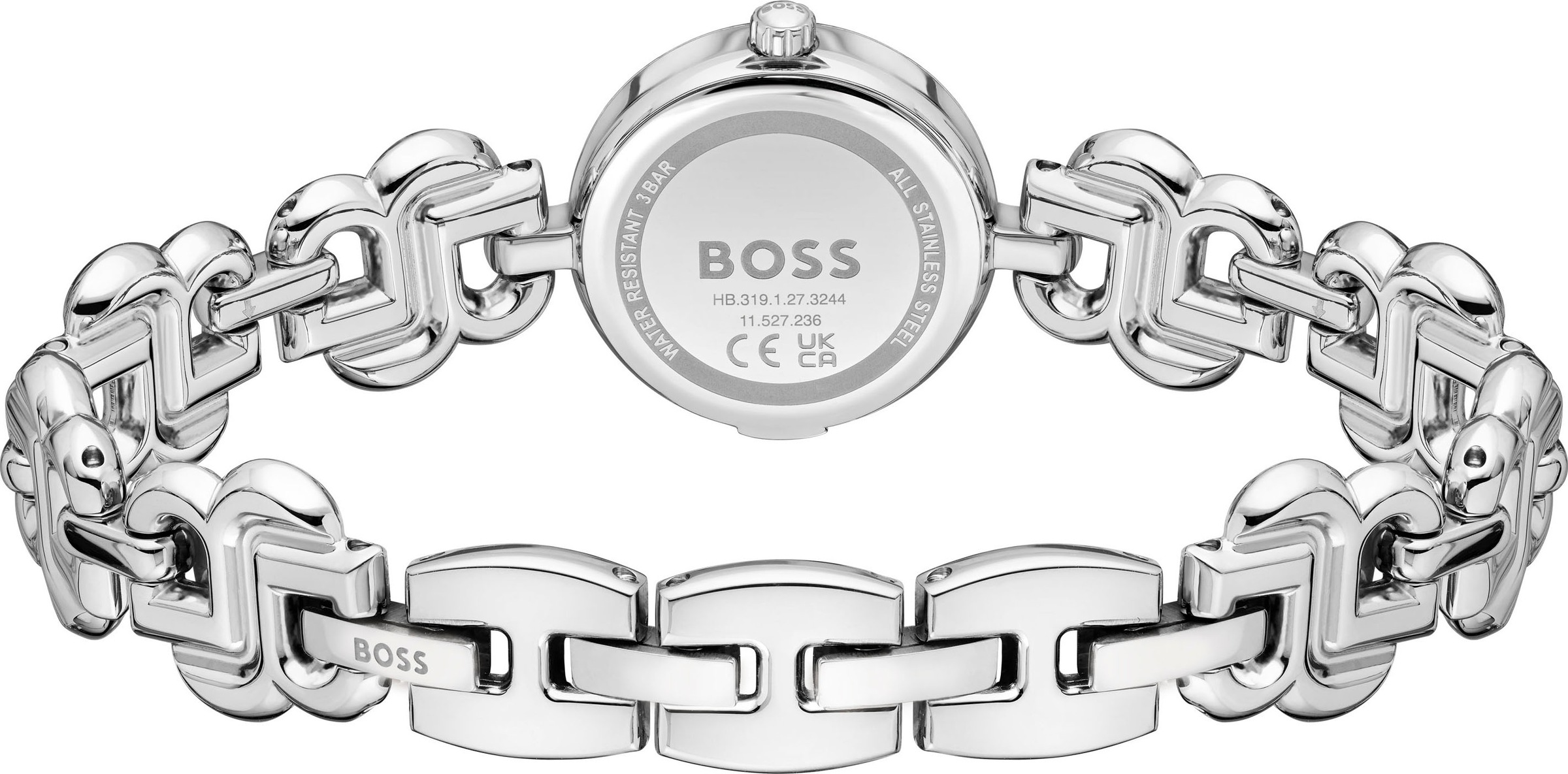 BOSS Quarzuhr »DOUBLE B DRESSY«, Armbanduhr, Damenuhr, Edelstahlarmband, analog