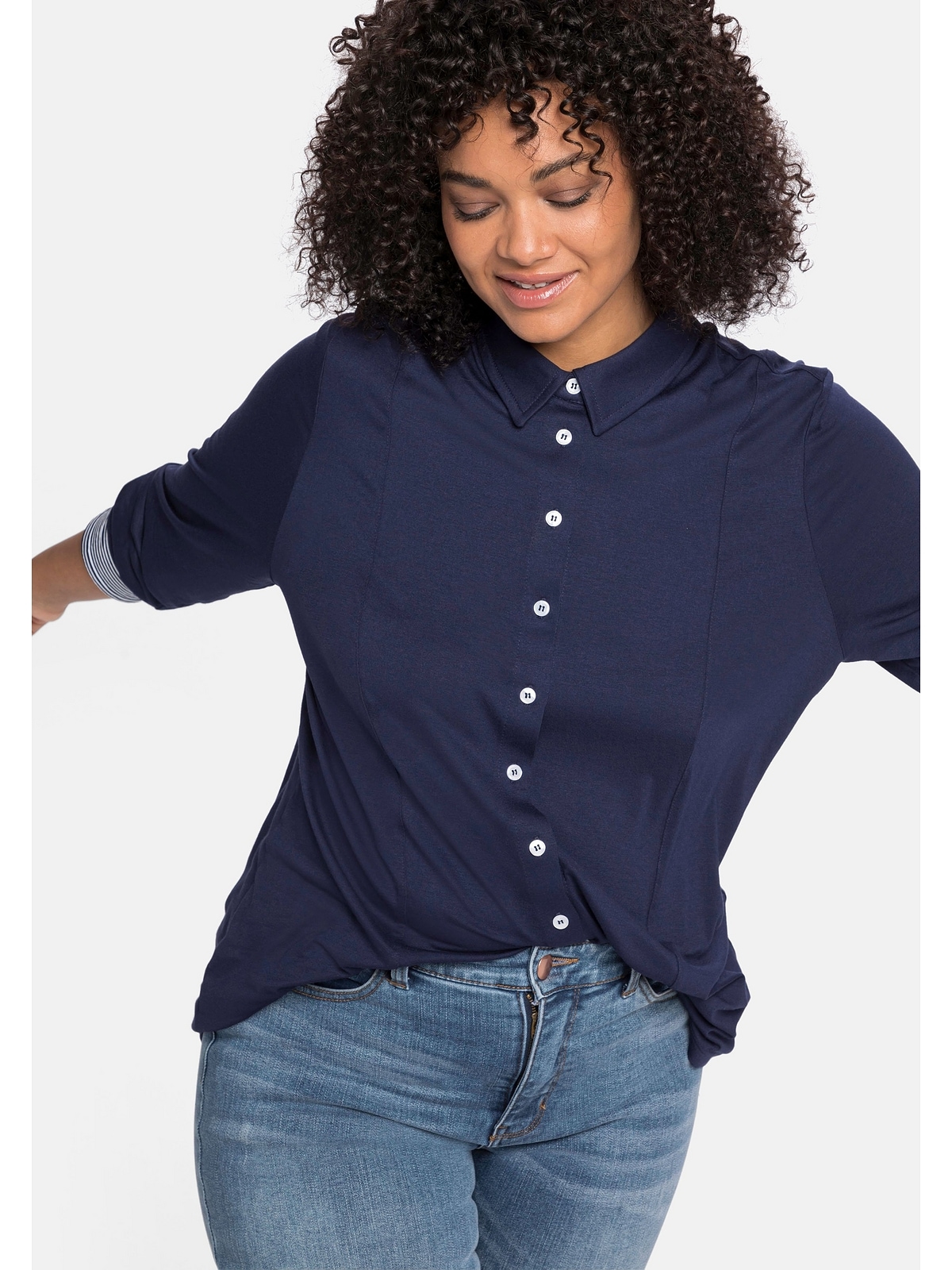 Sheego Langarmshirt »Große Größen«, in BAUR | Viskosejersey kaufen aus Blusenform, für