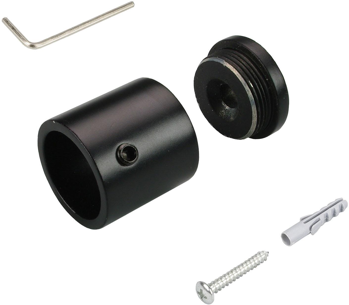 Wandbefestigung LIEDECO, Ø:1,6cm, schwarz, Gardinenstangenhalterungen, für Gardinenstangen Ø 16 mm