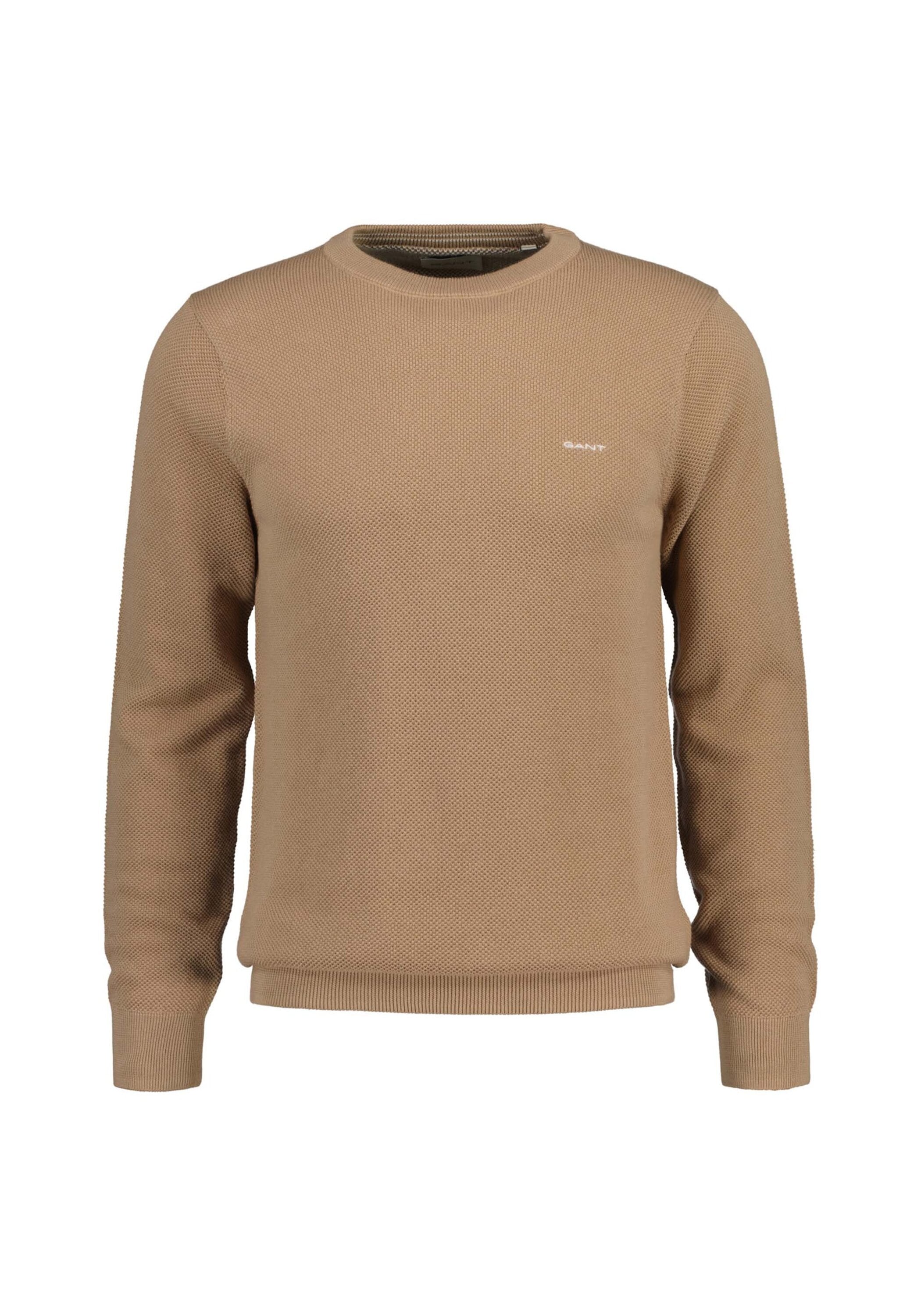 Gant Rundhalspullover "COTTON PIQUE C-NECK", mit Logostickerei auf der Brus günstig online kaufen